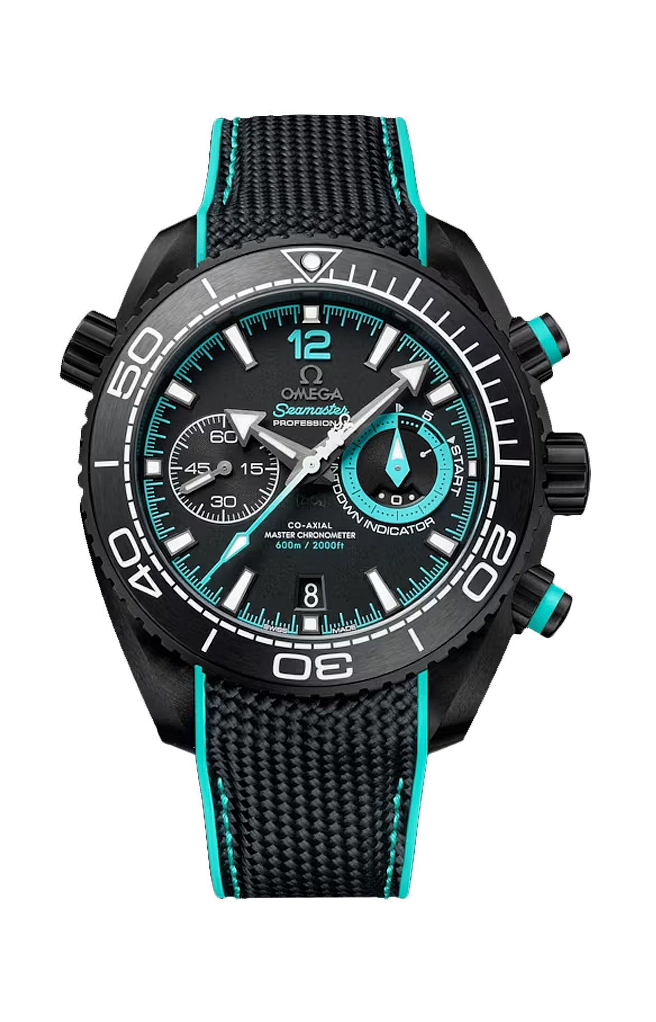 SEAMASTER PLANET OCEAN 600M 45.5 MM, CERAMICA NERA SU CINTURINO IN CAUCCIU' - 