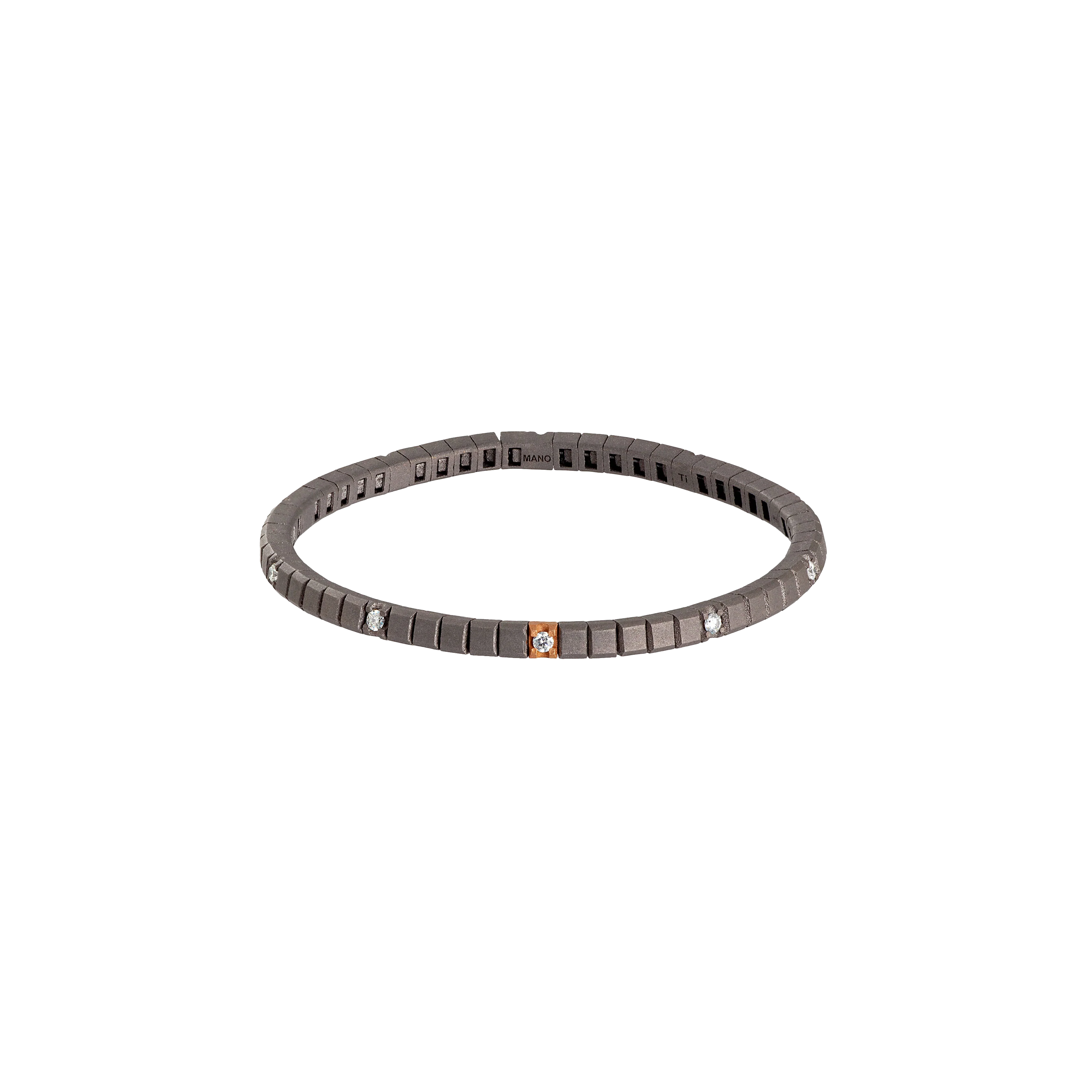 BRACCIALE TENNIS LINEA ELASTICA IN TITANIO, ORO ROSSO 18 KT E 10 DIAMANTI WHITE DA 5 PUNTI - TENBRT11WRGBR5PT