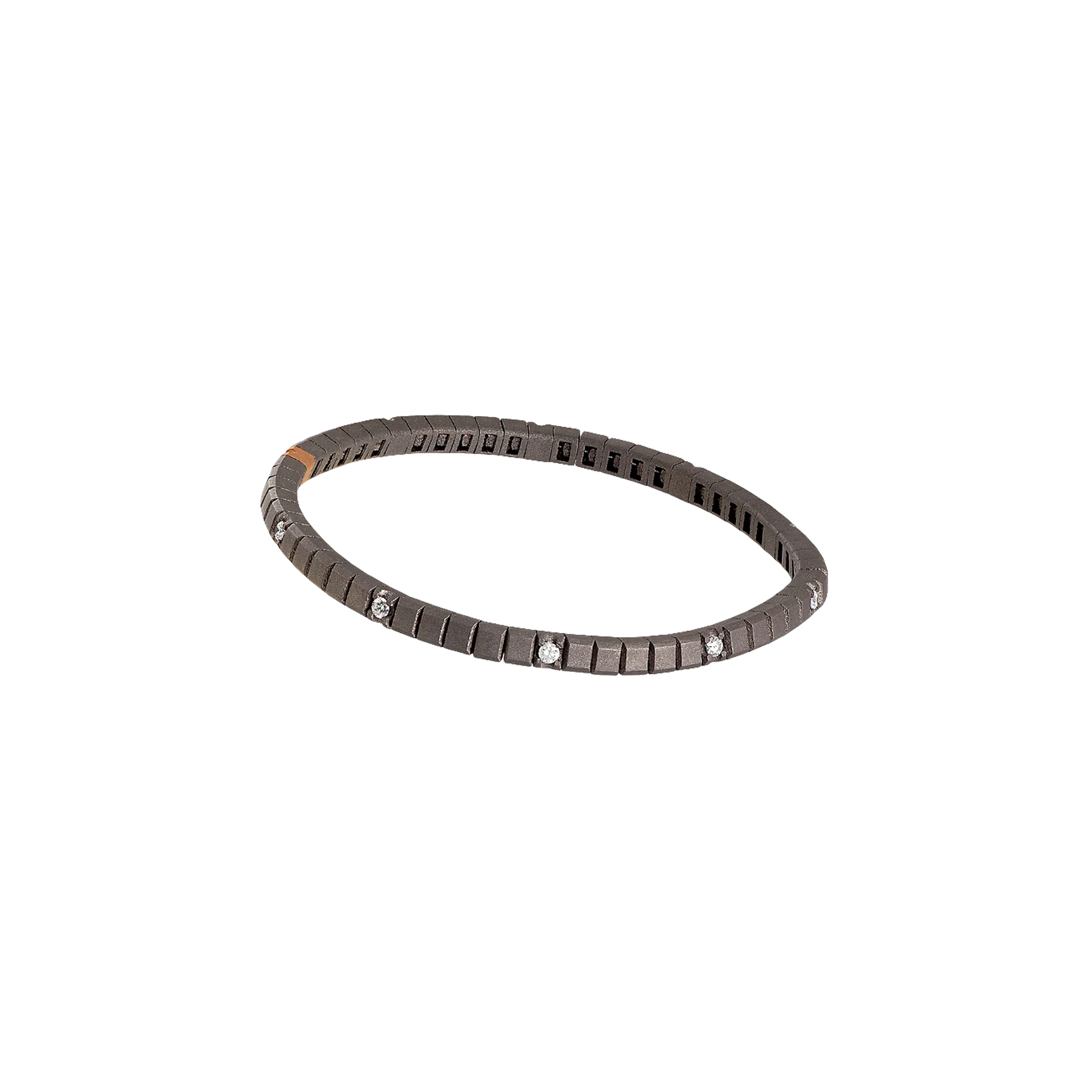 BRACCIALE TENNIS LINEA ELASTICA IN TITANIO, ORO ROSSO 18 KT E 10 DIAMANTI WHITE DA 5 PUNTI - TENBRT11WRGBR5PT