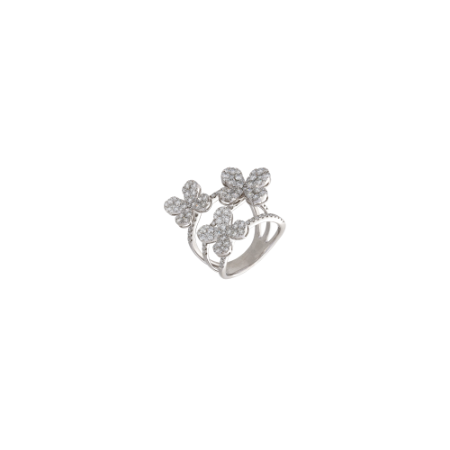 ANELLO ORO BIANCO E FIORI DI DIAMANTI BIANCHI - 1AN0271604/2