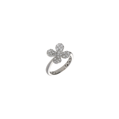 ANELLO FIORE  GRANDE IN ORO BIANCO CON PAVE' DI DIAMANTI BIANCHI - 1AN0271566/2