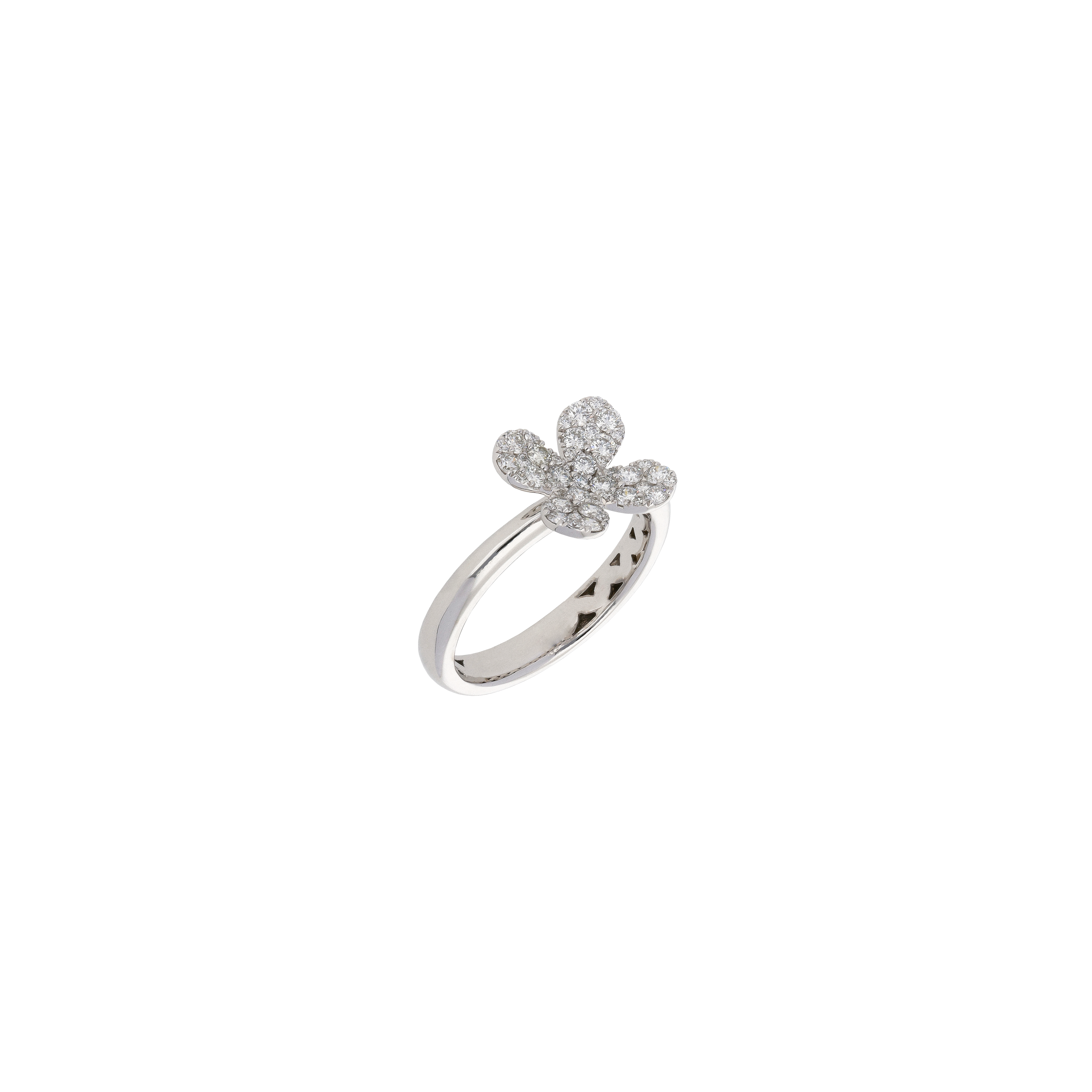 ANELLO FIORE MODELLO PICCOLO ORO BIANCO PAVE' DI DIAMANTI BIANCHI - 1AN0271567/3