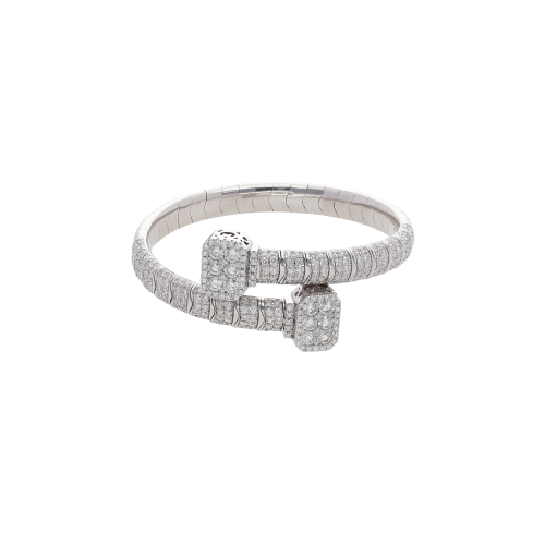 BRACCIALE RIGIDO CONTRARIE IN ORO BIANCO E PAVÉ DI DIAMANTI BIANCHI - 1PU0032284/2/1