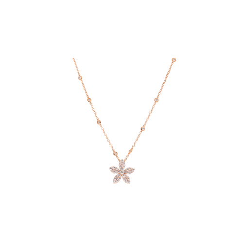 COLLANA GIROCOLLO IN  ORO ROSA CON FIORE IN PAVÉ DI DIAMANTI - 1GA0030902/3