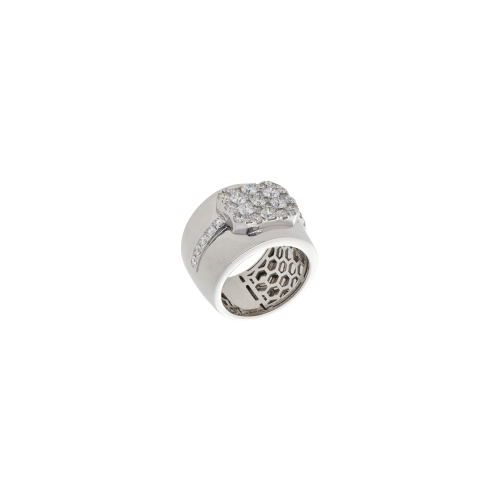 ANELLO A FASCIA ALTA IN ORO BIANCO E DIAMANTI - 1AN0032345/2