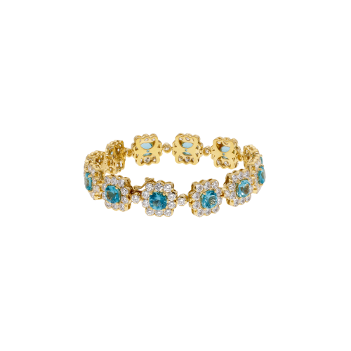 BRACCIALE MORBIDO ROSETTE IN ORO GIALLO CON DIAMANTI E APATITE - 1PU0032278/4