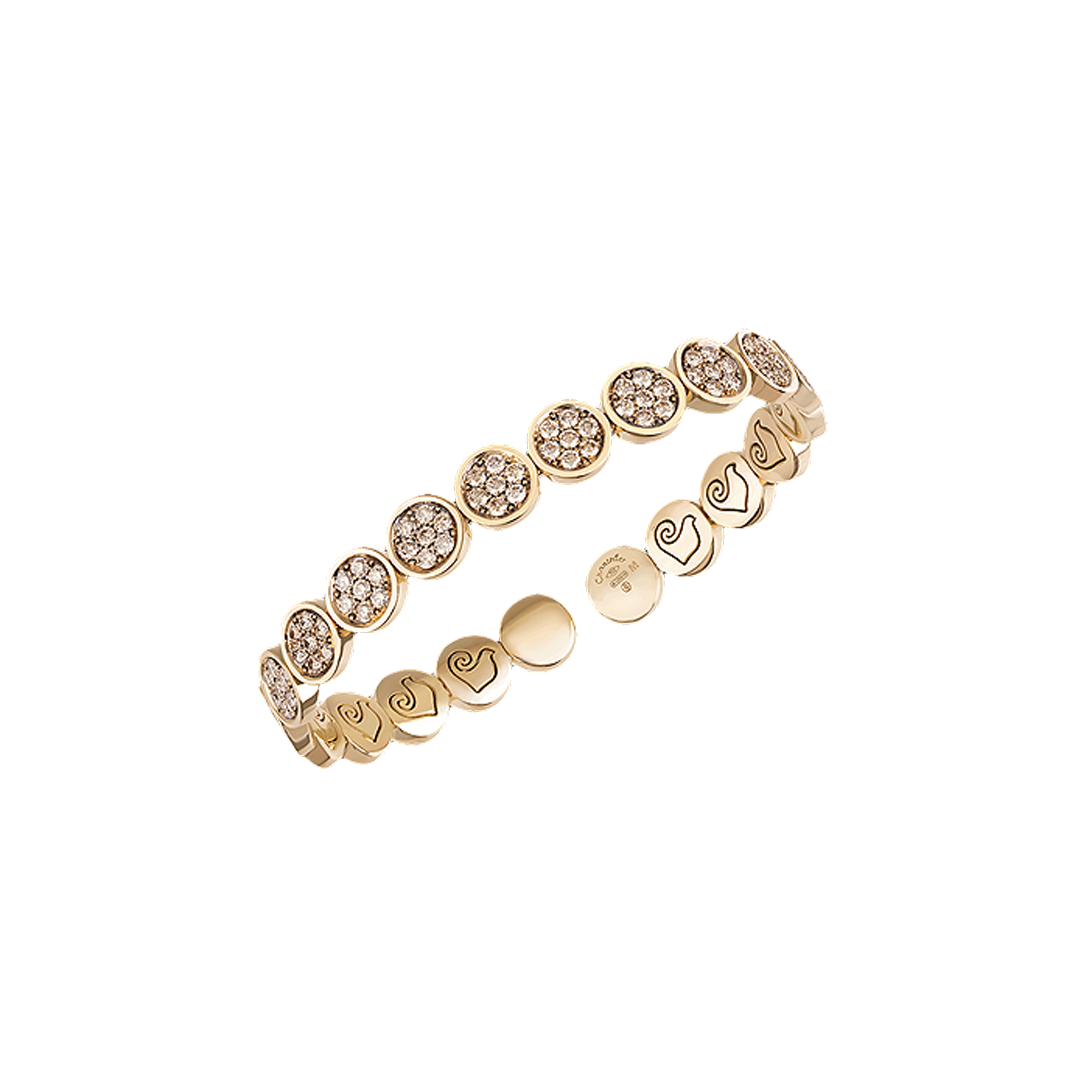 BRACCIALE PAILLETTES RIGIDO IN ORO GIALLO E FULL PAVÉ DI DIAMANTI CHAMPAGNE - 41278