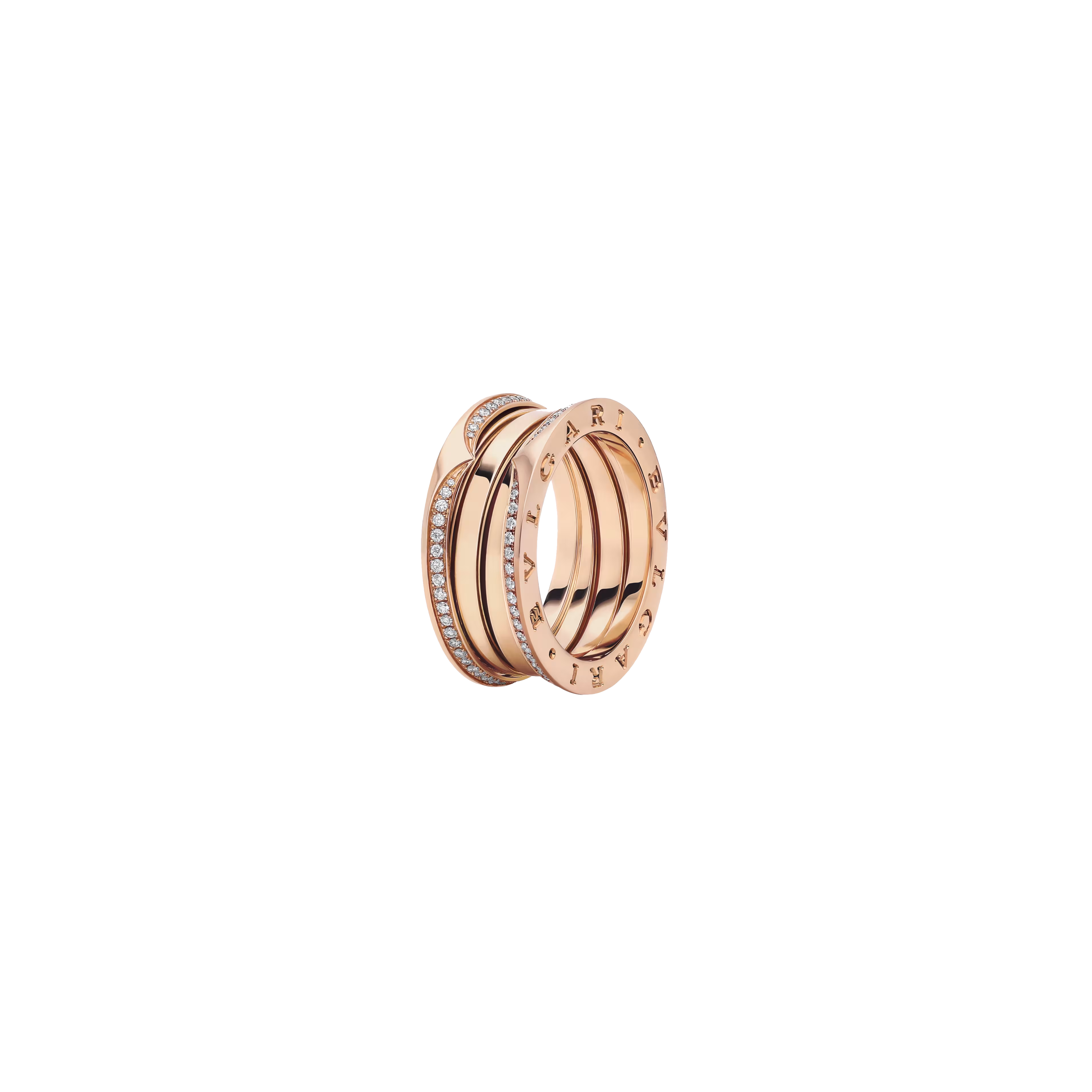 ANELLO B.ZERO1 A TRE FASCE IN ORO ROSA CON PAVÉ DI DIAMANTI - AN859441