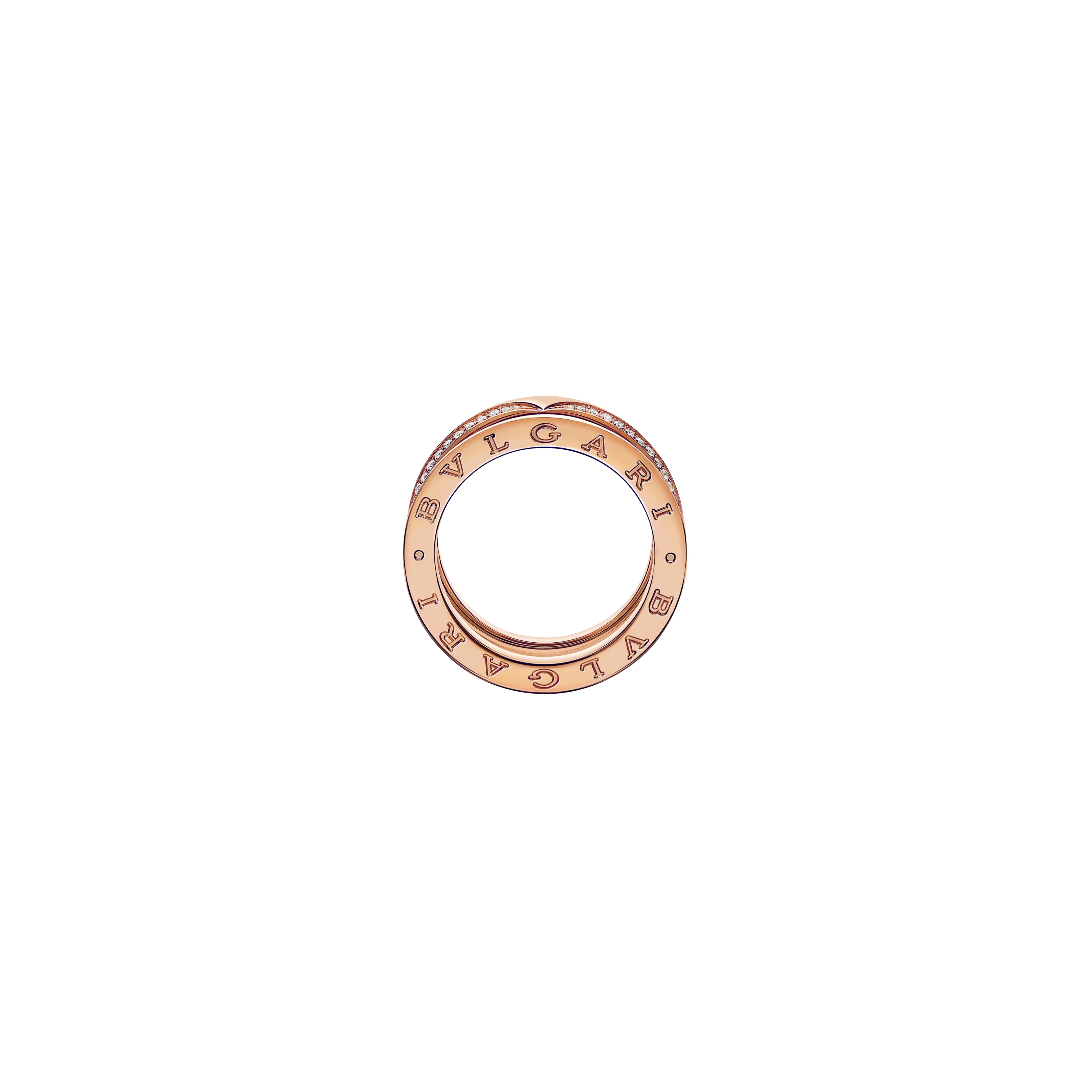 ANELLO B.ZERO1 A TRE FASCE IN ORO ROSA CON PAVÉ DI DIAMANTI - AN859441