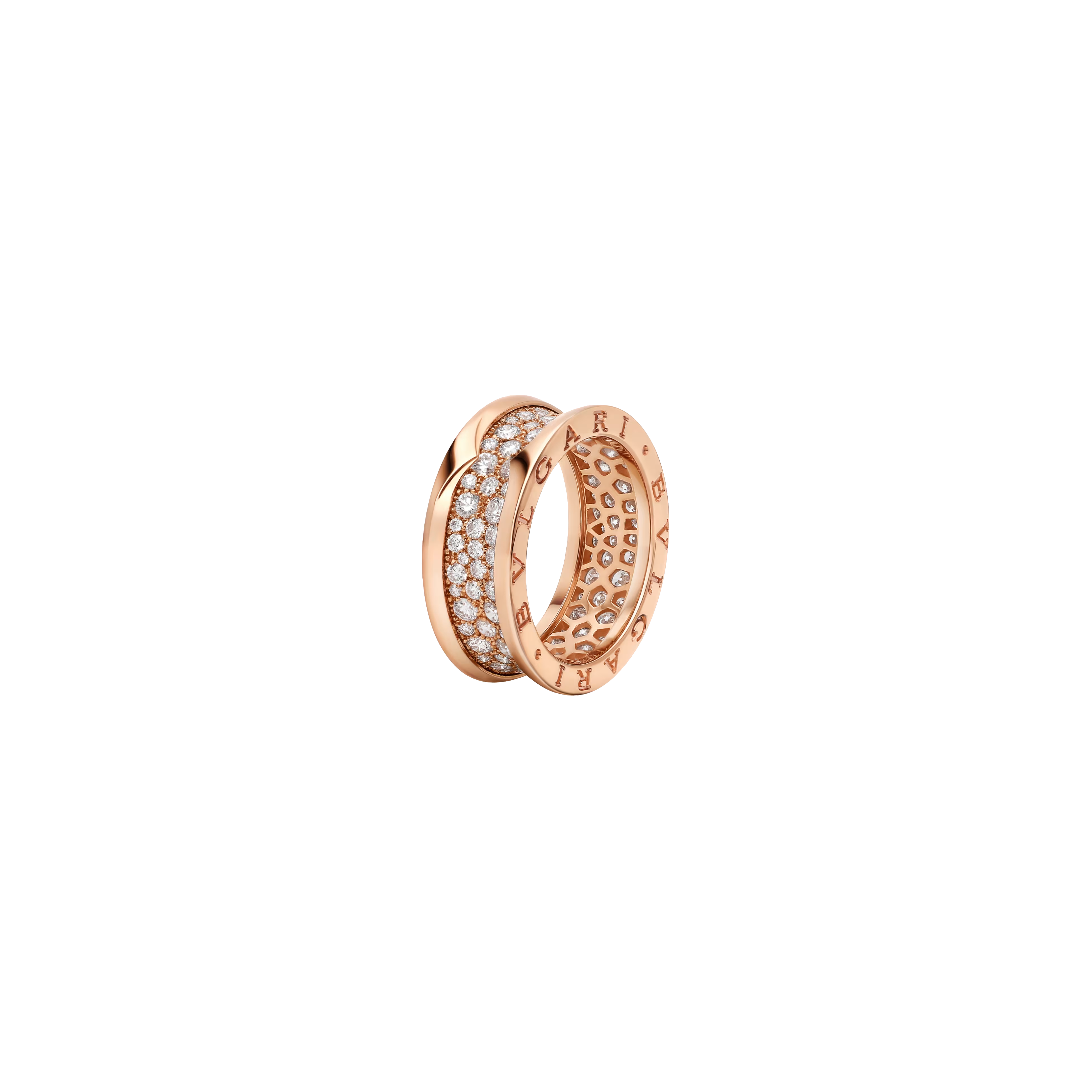 ANELLO B.ZERO1 IN ORO ROSA CON PAVÉ DI DIAMANTI LUNGO LA SPIRALE - AN860150