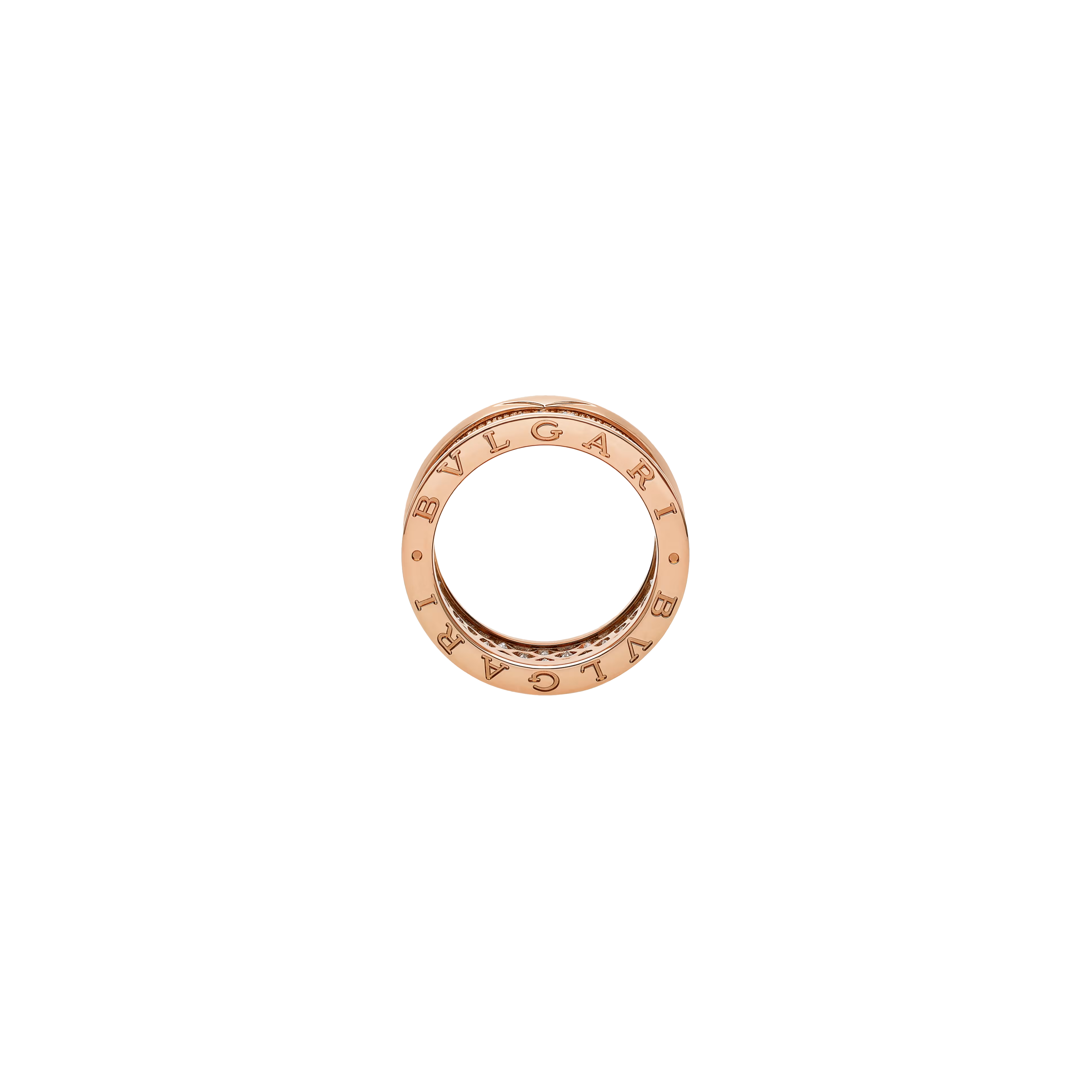 ANELLO B.ZERO1 IN ORO ROSA CON PAVÉ DI DIAMANTI LUNGO LA SPIRALE - AN860150