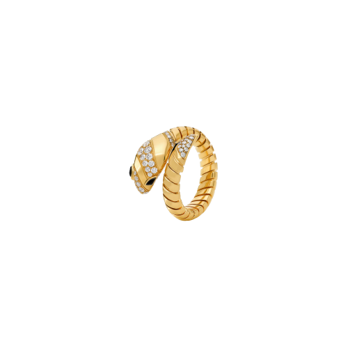 ANELLO SERPENTI TUBOGAS IN ORO GIALLO CON DIAMANTI E ONICE - AN859785