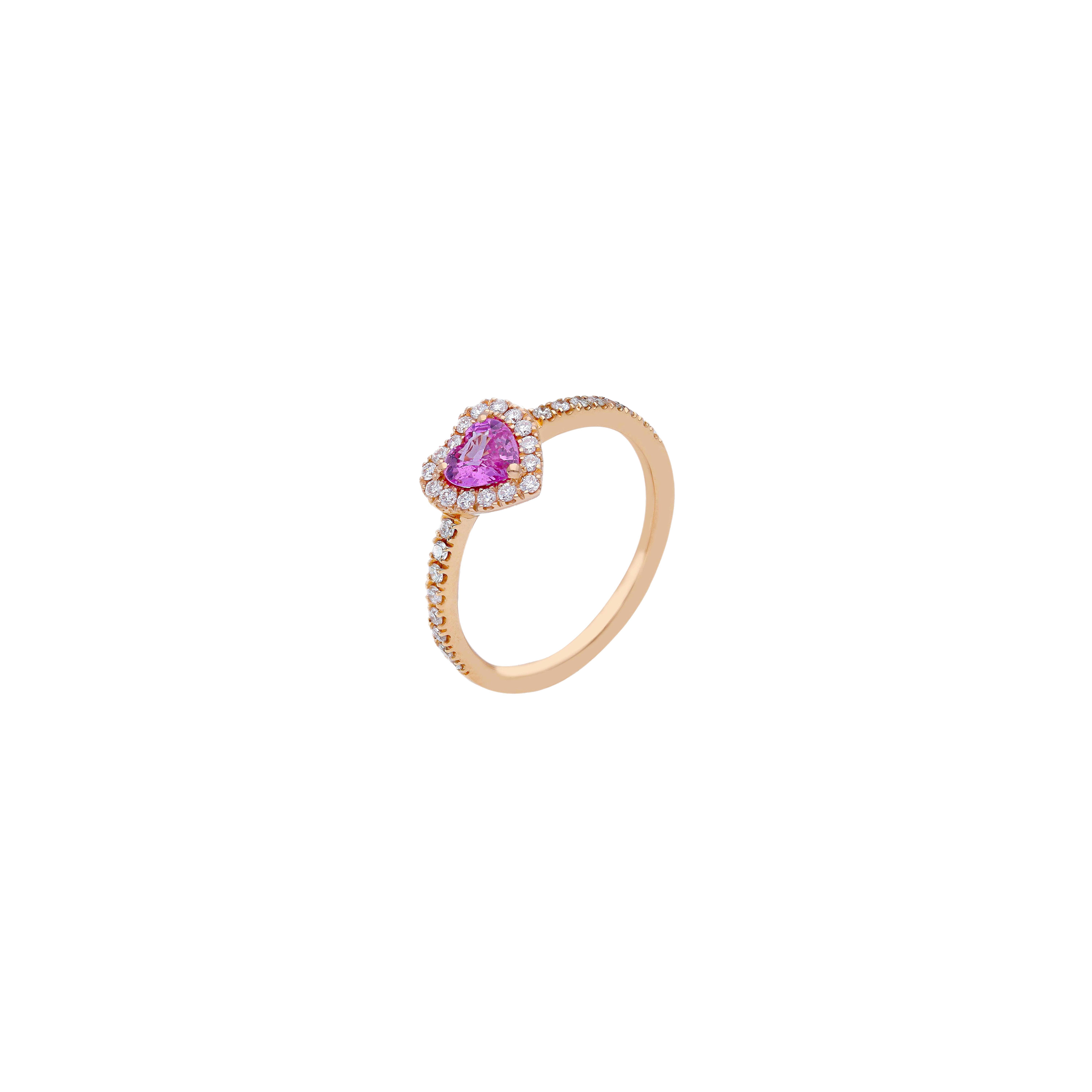 ANELLO CUORE IN ORO ROSA CON ZAFFIRO ROSA E DIAMANTI - 262713