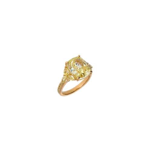 ANELLO SOLITARIO IN ORO ROSA CON DIAMANTI FANCY YELLOW CERTIFICATO GIA - 000-5613NS