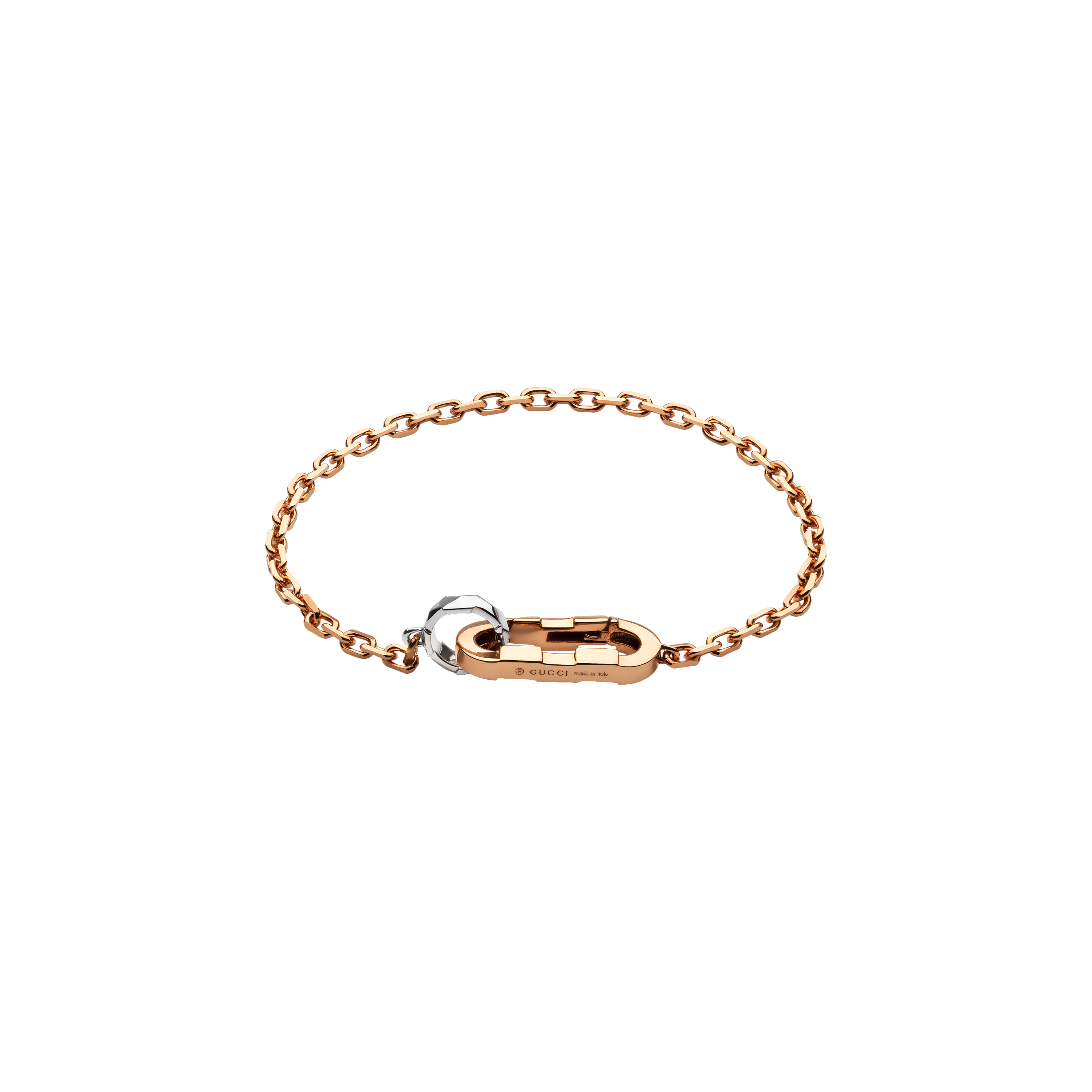 BRACCIALE A CATENA GUCCI LINK TO LOVE IN ORO ROSA E ORO BIANCO - YBA786693002