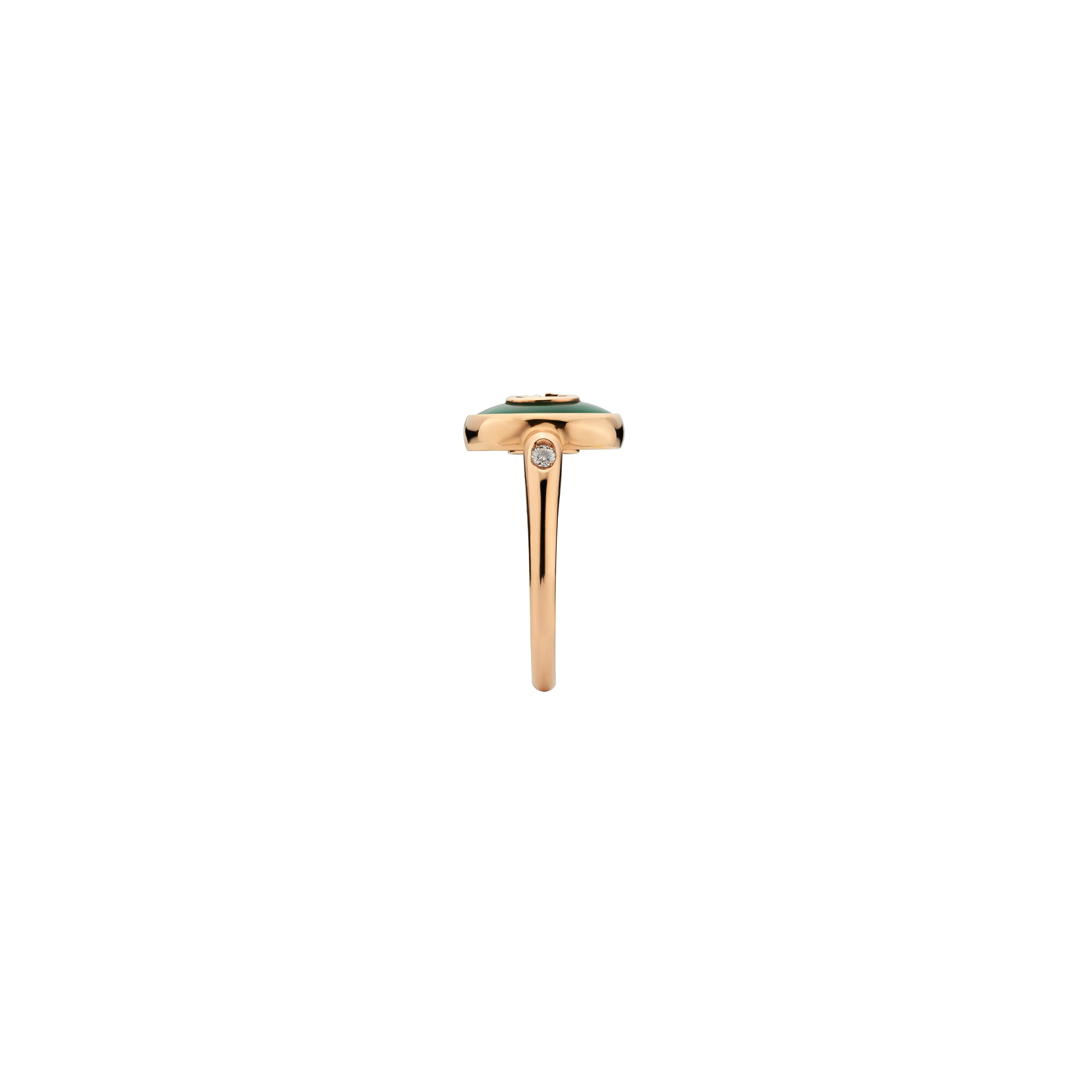 ANELLO GUCCI INTERLOCKING IN ORO ROSA E AGATA VERDE - YBC786547002