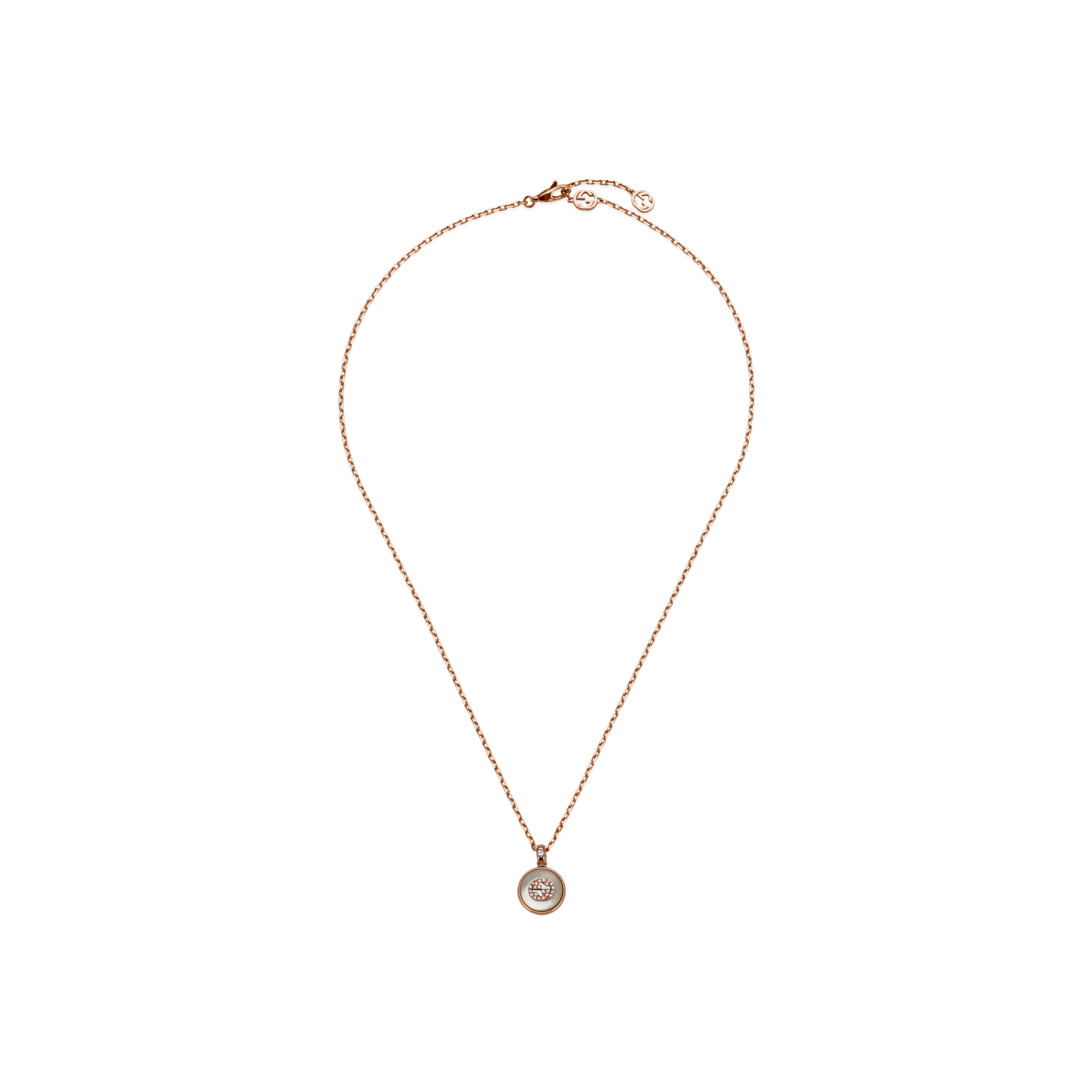 COLLANA GUCCI INTERLOCKING GIROCOLLO IN ORO ROSA E DIAMANTI - YBB789342001