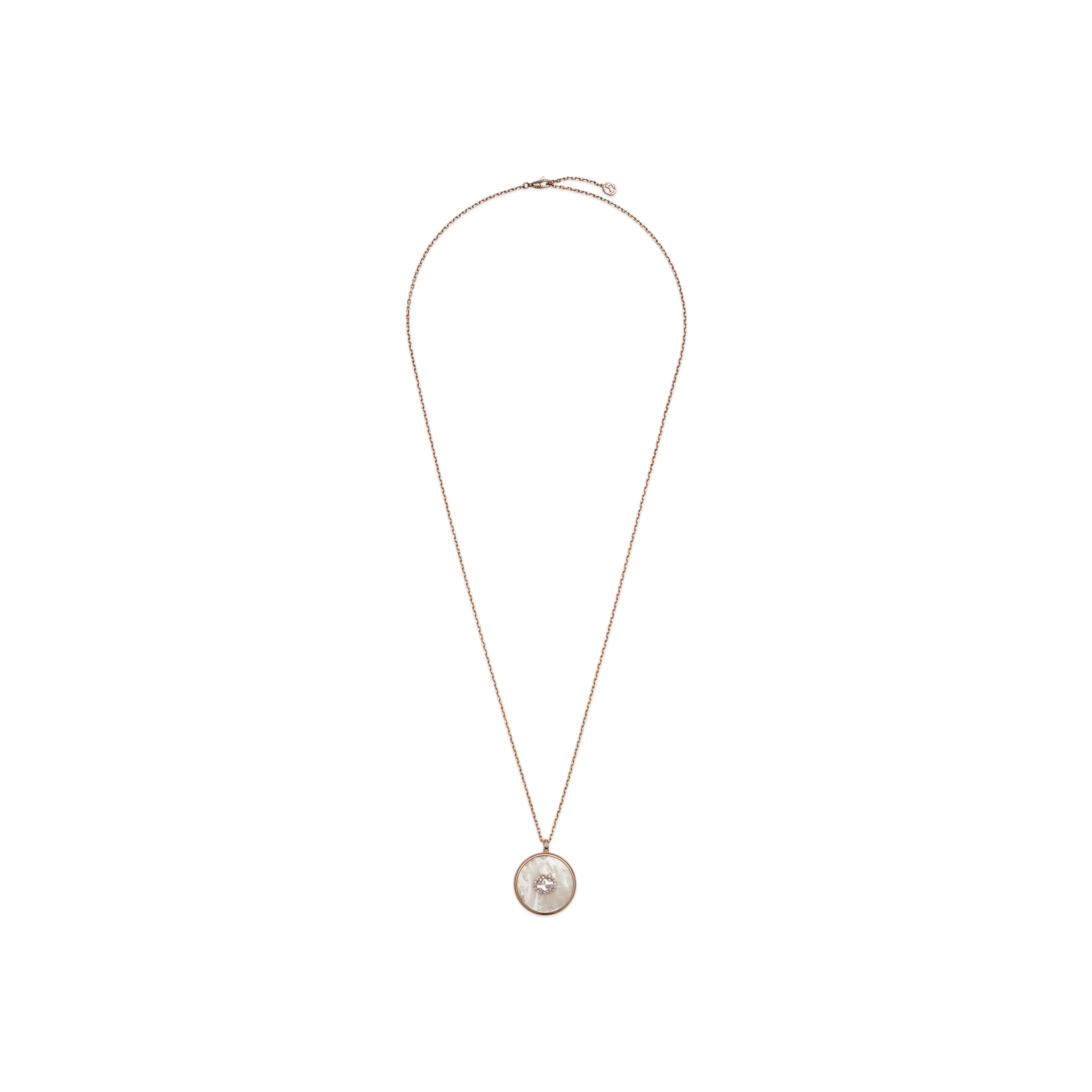 COLLANA A CATENA LUNGA INTERLOCKING IN ORO ROSA E DIAMANTI - YBB786777001