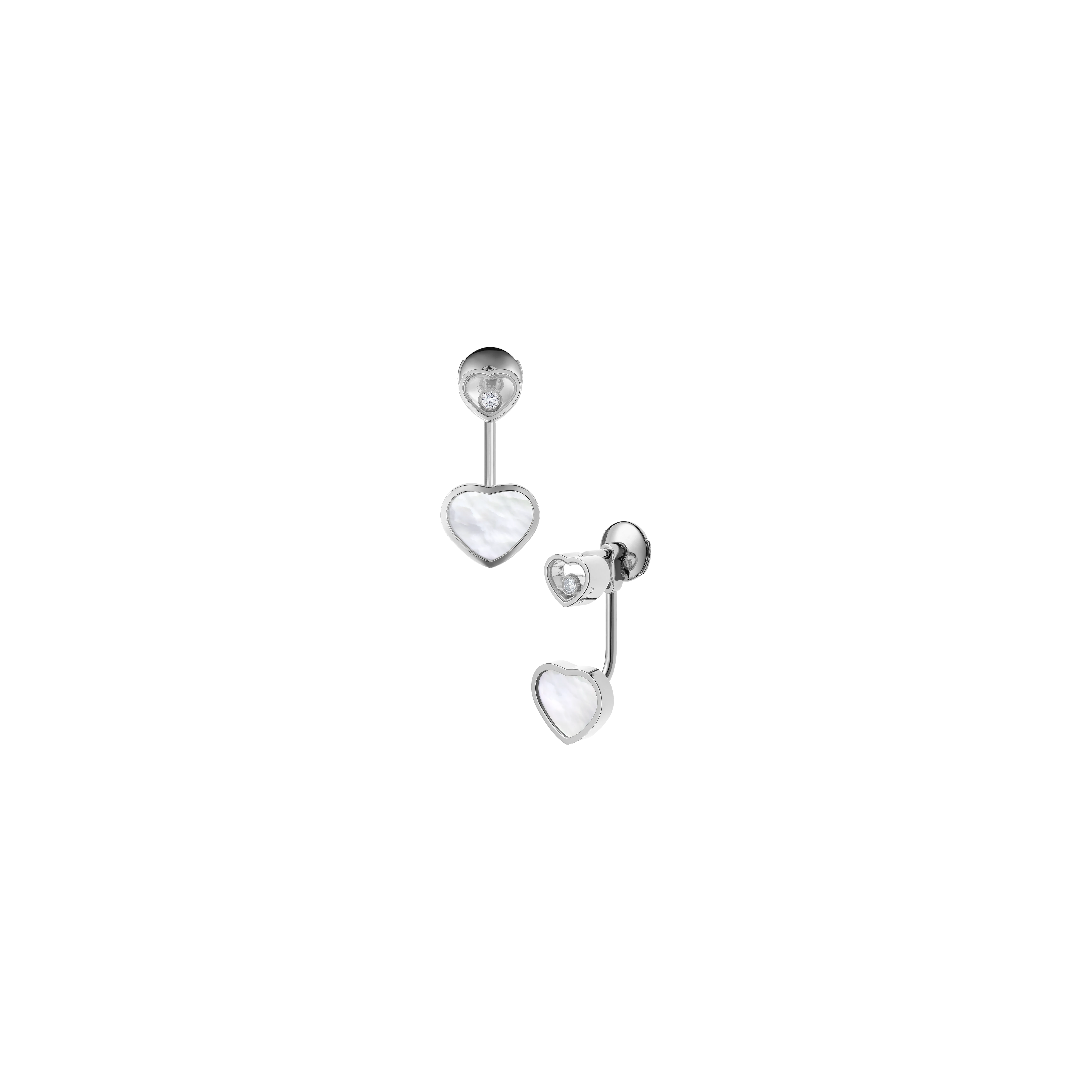 ORECCHINI HAPPY HEARTS, ORO BIANCO ETICO, DIAMANTI, MADREPERLA - 83A082-1301