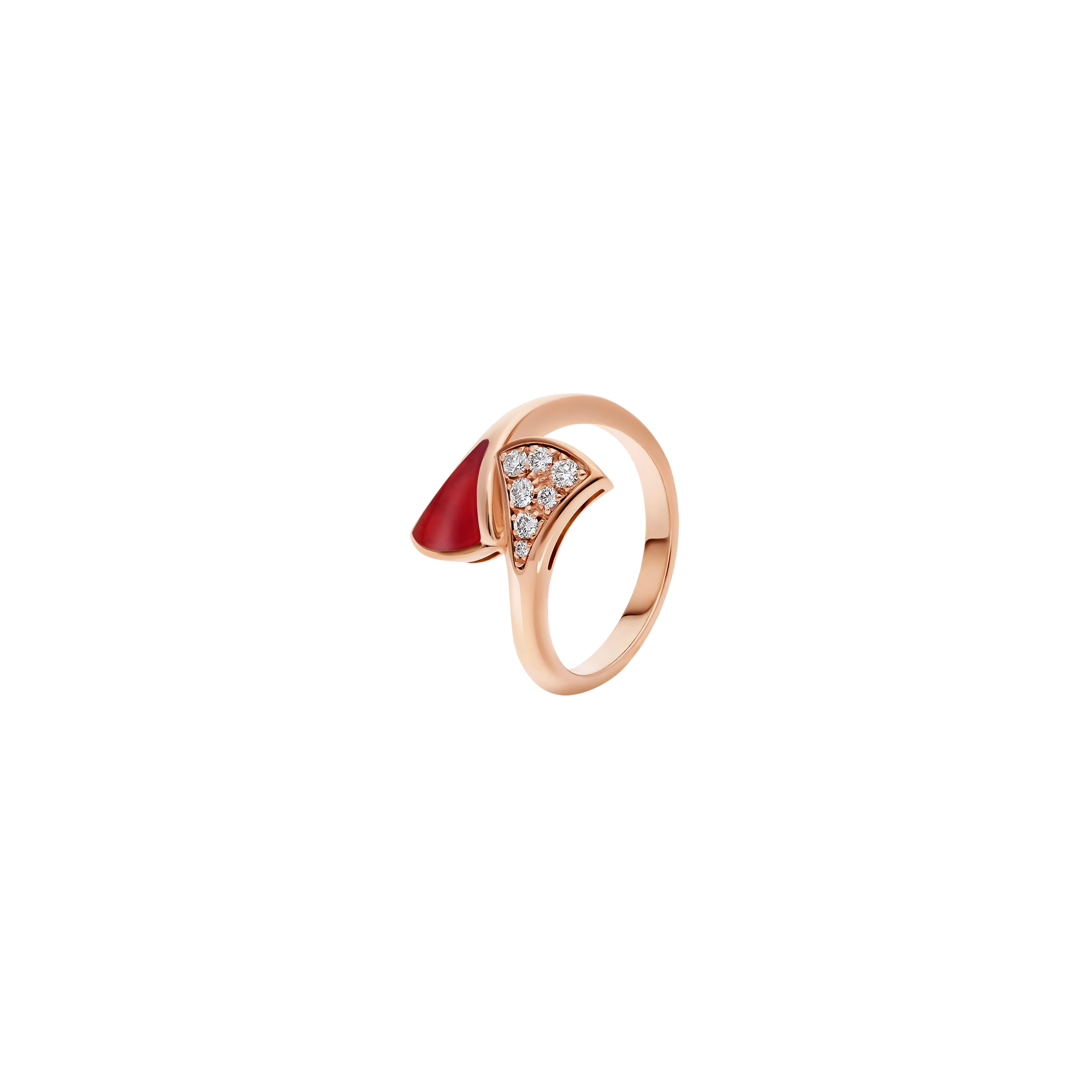 ANELLO DIVAS' DREAM IN ORO ROSA 18 KT CON ELEMENTO IN CORNIOLA E PAVÉ DI DIAMANTI - AN858645