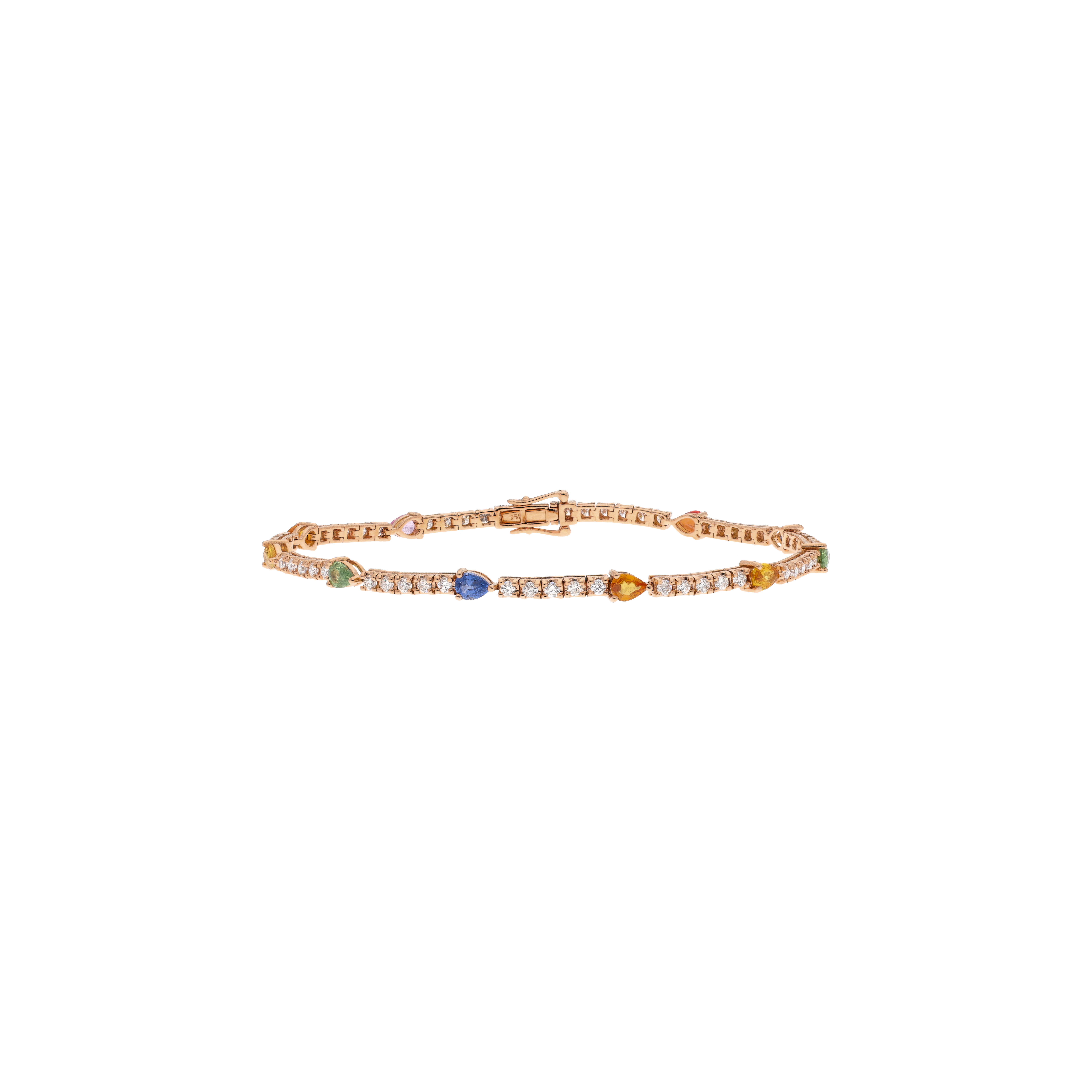 BRACCIALE RAINBOW IN ORO ROSA CON DIAMANTI E ZAFFIRI MIX COLOR - AB2861/MCS