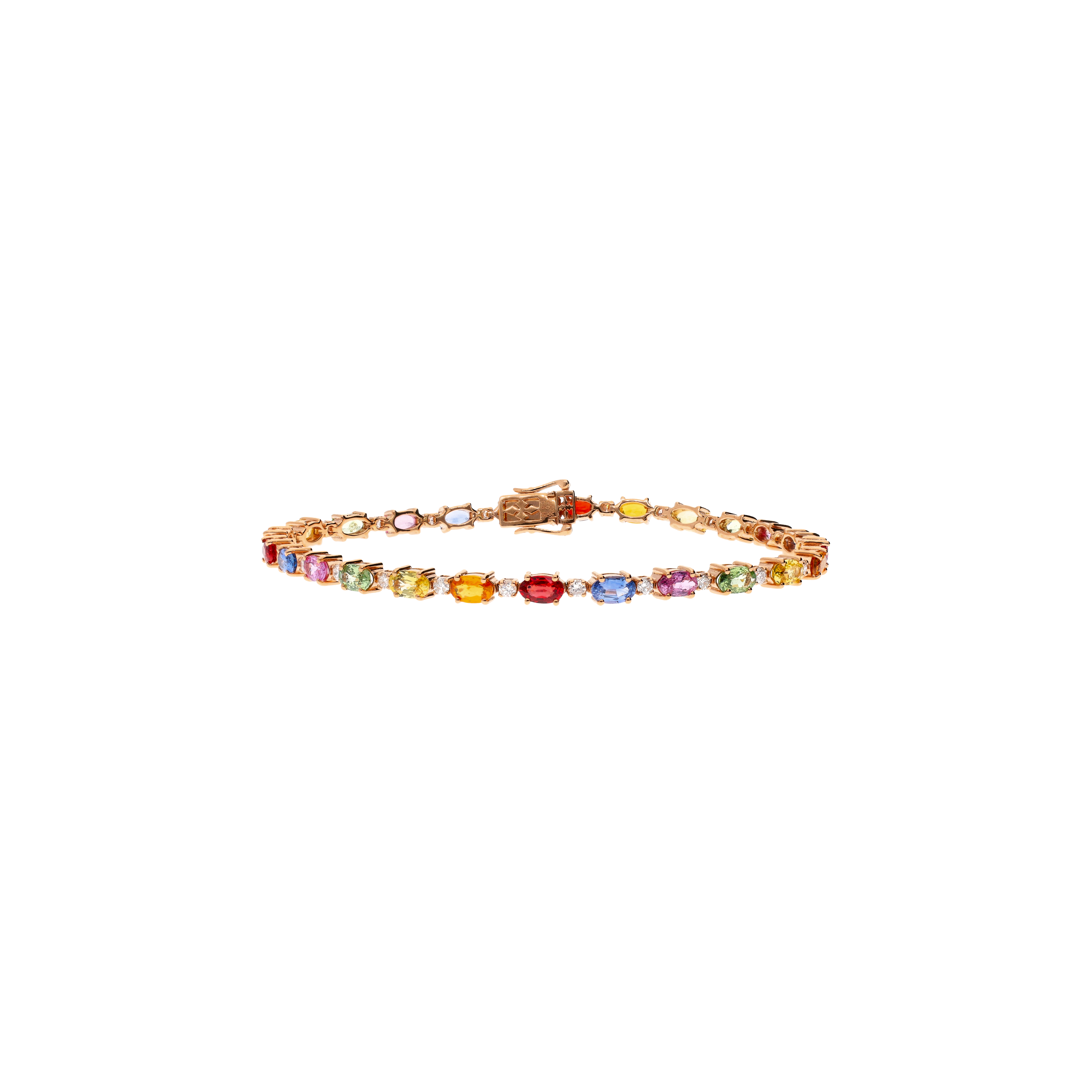 BRACCIALE RAINBOW IN ORO ROSA CON DIAMANTI E ZAFFIRI MULTICOLOR - KB1037/MS