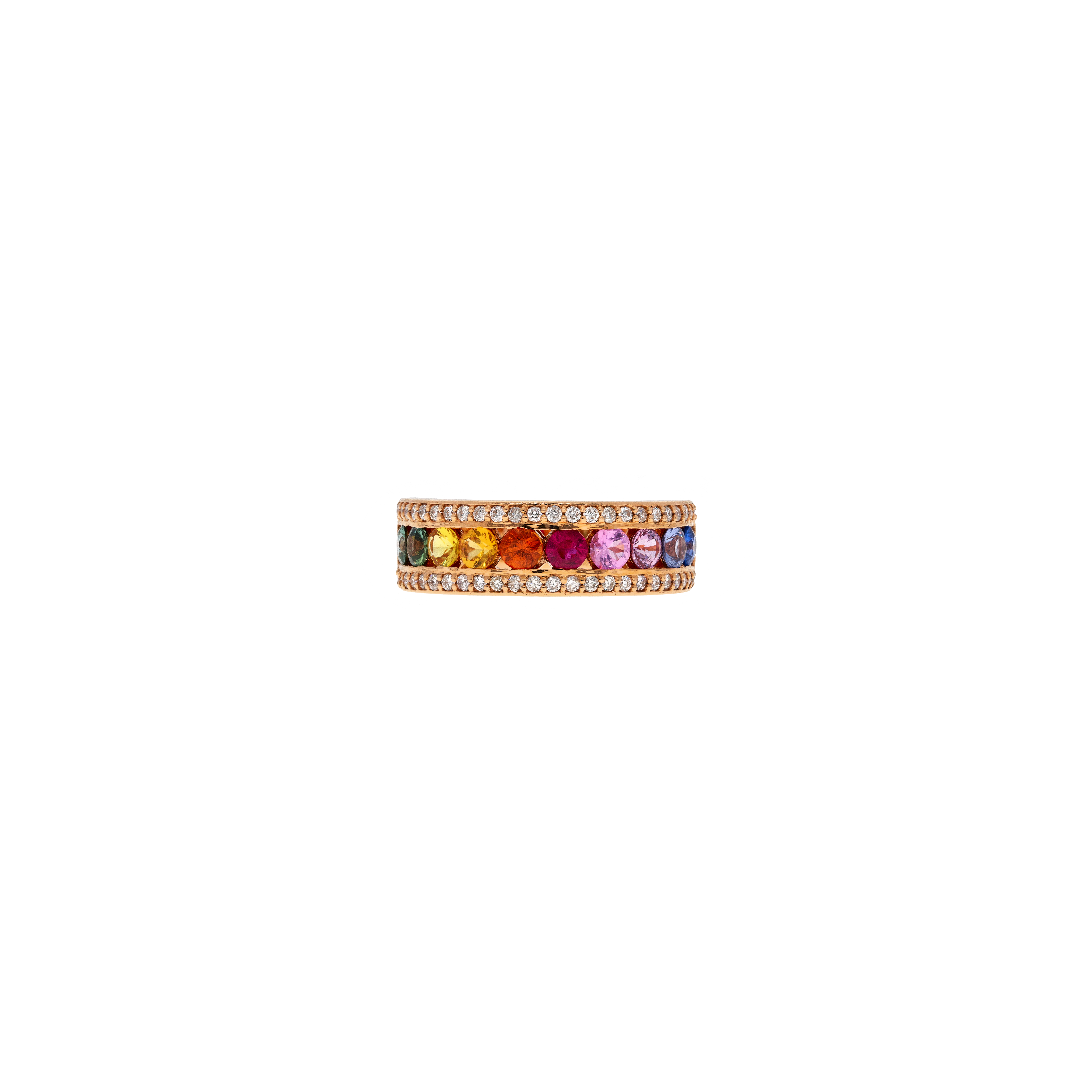 ANELLO RAINBOW IN ORO ROSA CON ZAFFIRI MULTICOLOR E DIAMANTI - AR3286/MS