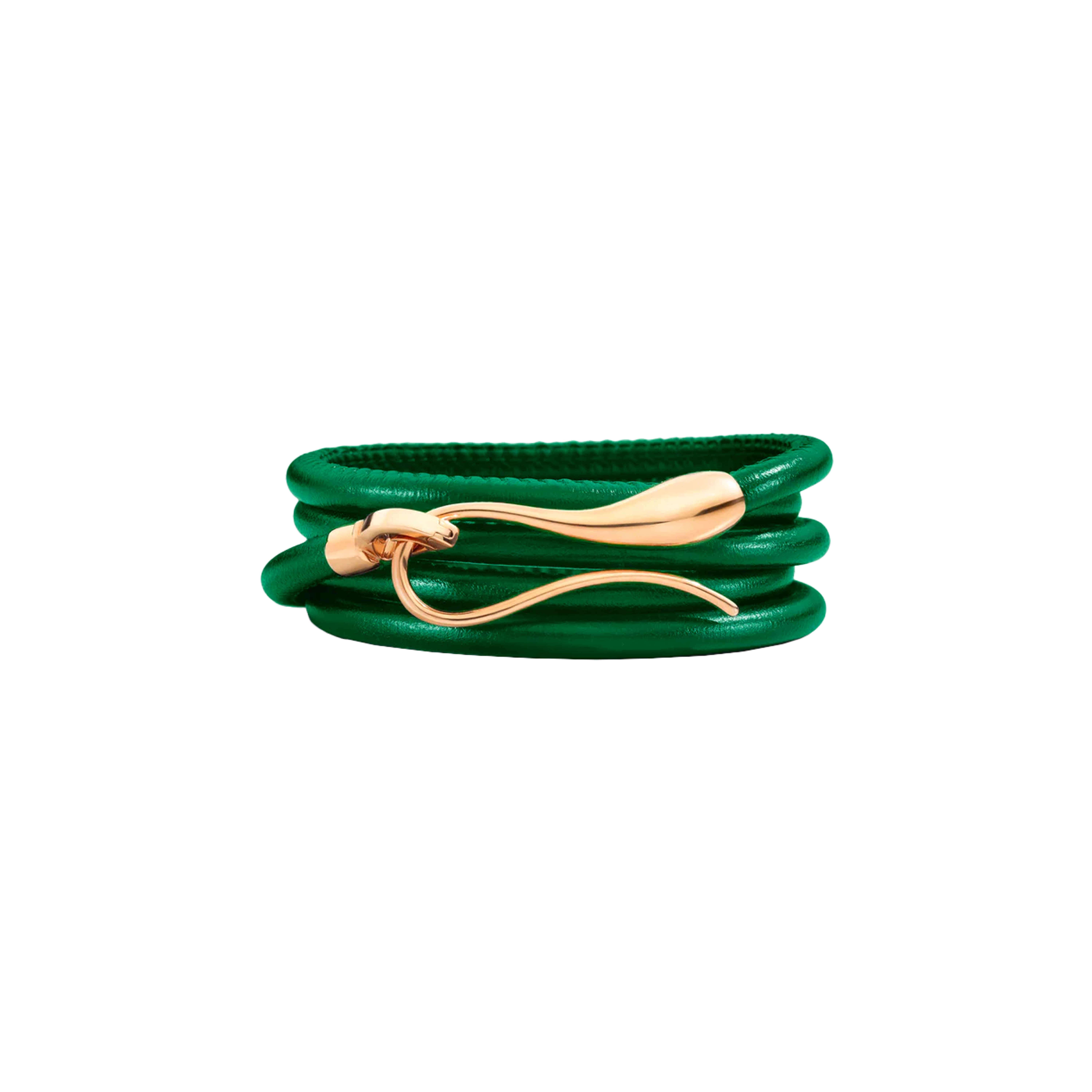 BRACCIALE ELIKA IN PELLE VERDE CON CHIUSURA IN ORO ROSA - DEK04BRRRXV