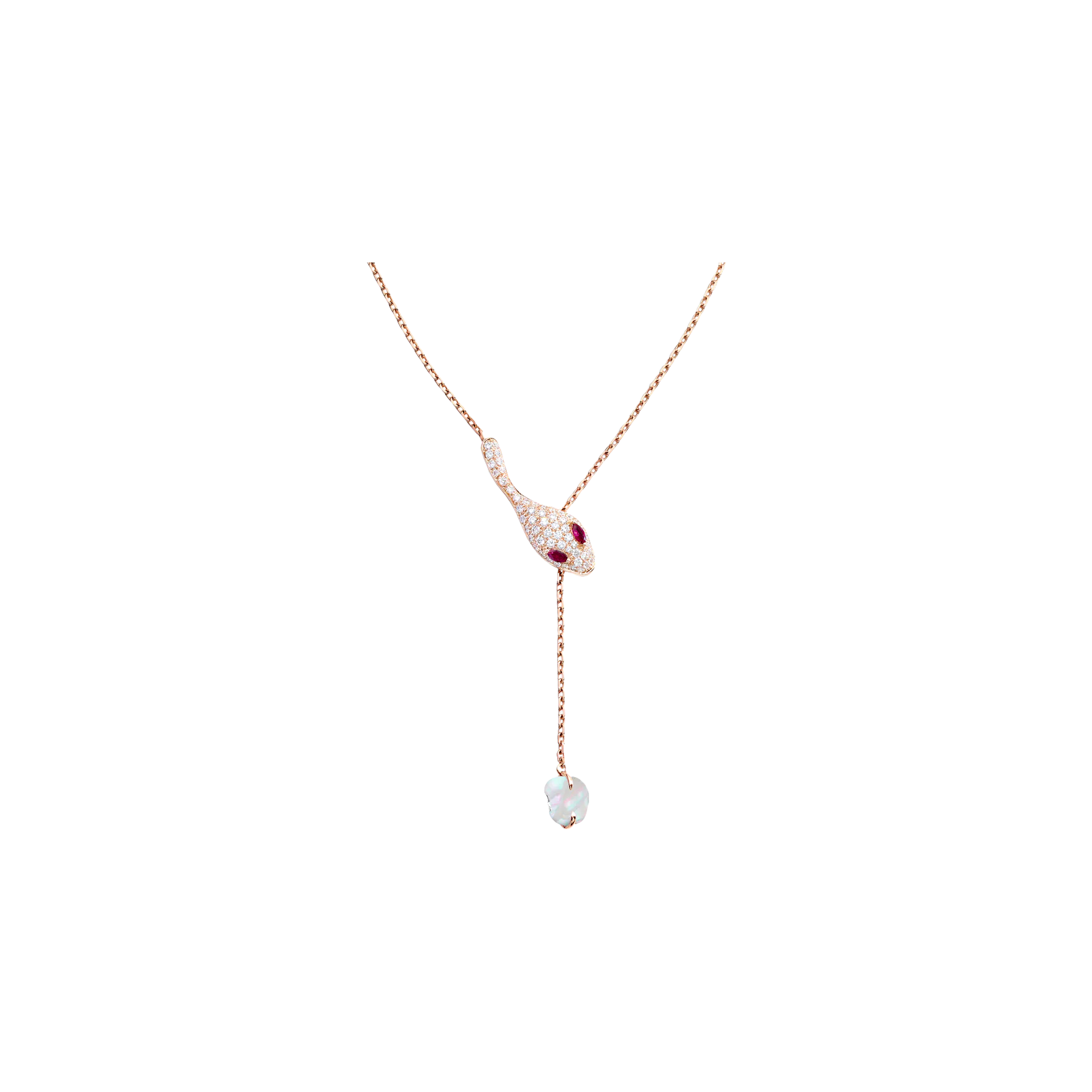 COLLANA MALAFEMMINA IN ORO ROSA CON DIAMANTI E RUBINI - DMF01CARRDIMDRU