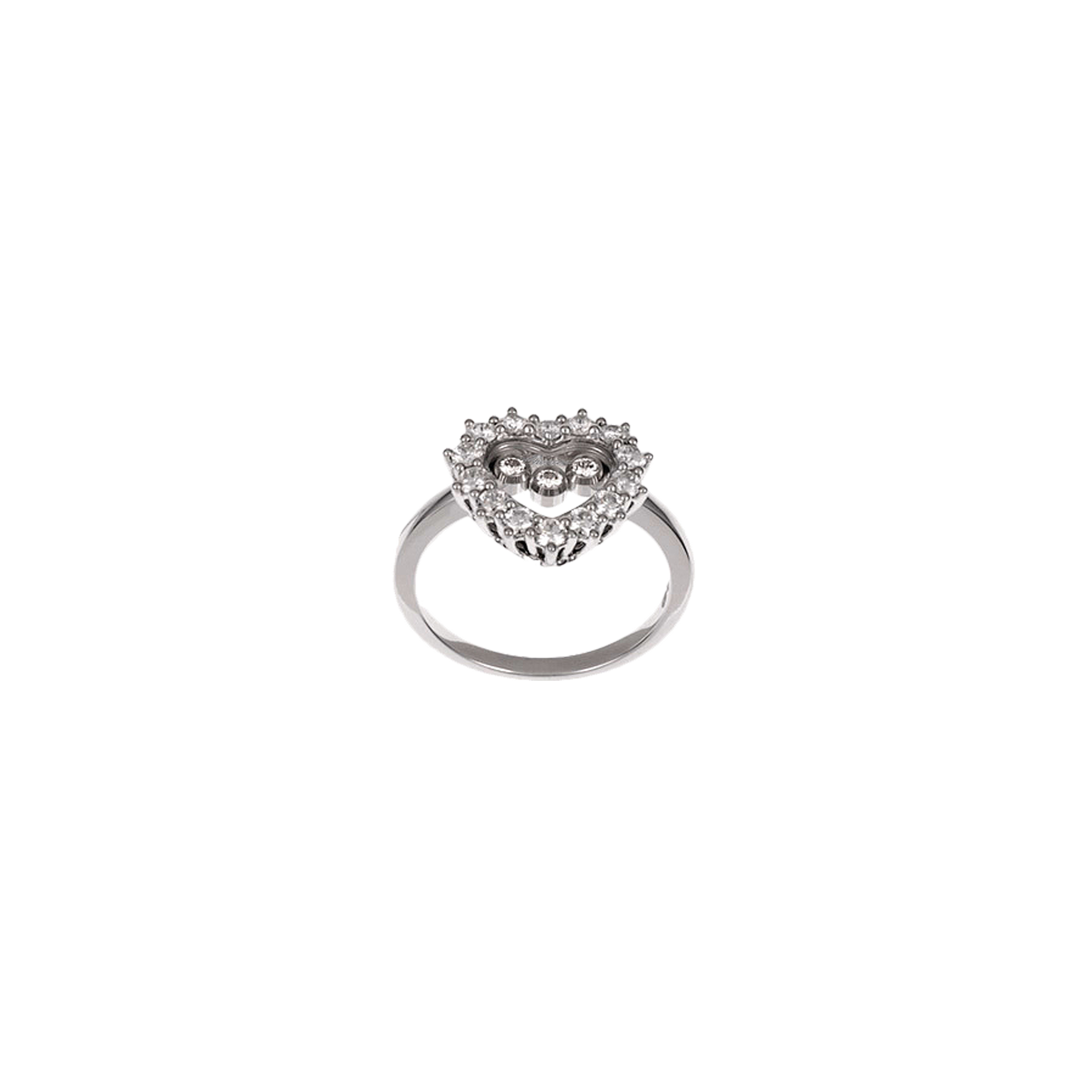 ANELLO HAPPY DIAMONDS CUORE ORO BIANCO DIAMANTI BIANCHI TAGLIO BRILLANTE - 829510-1010