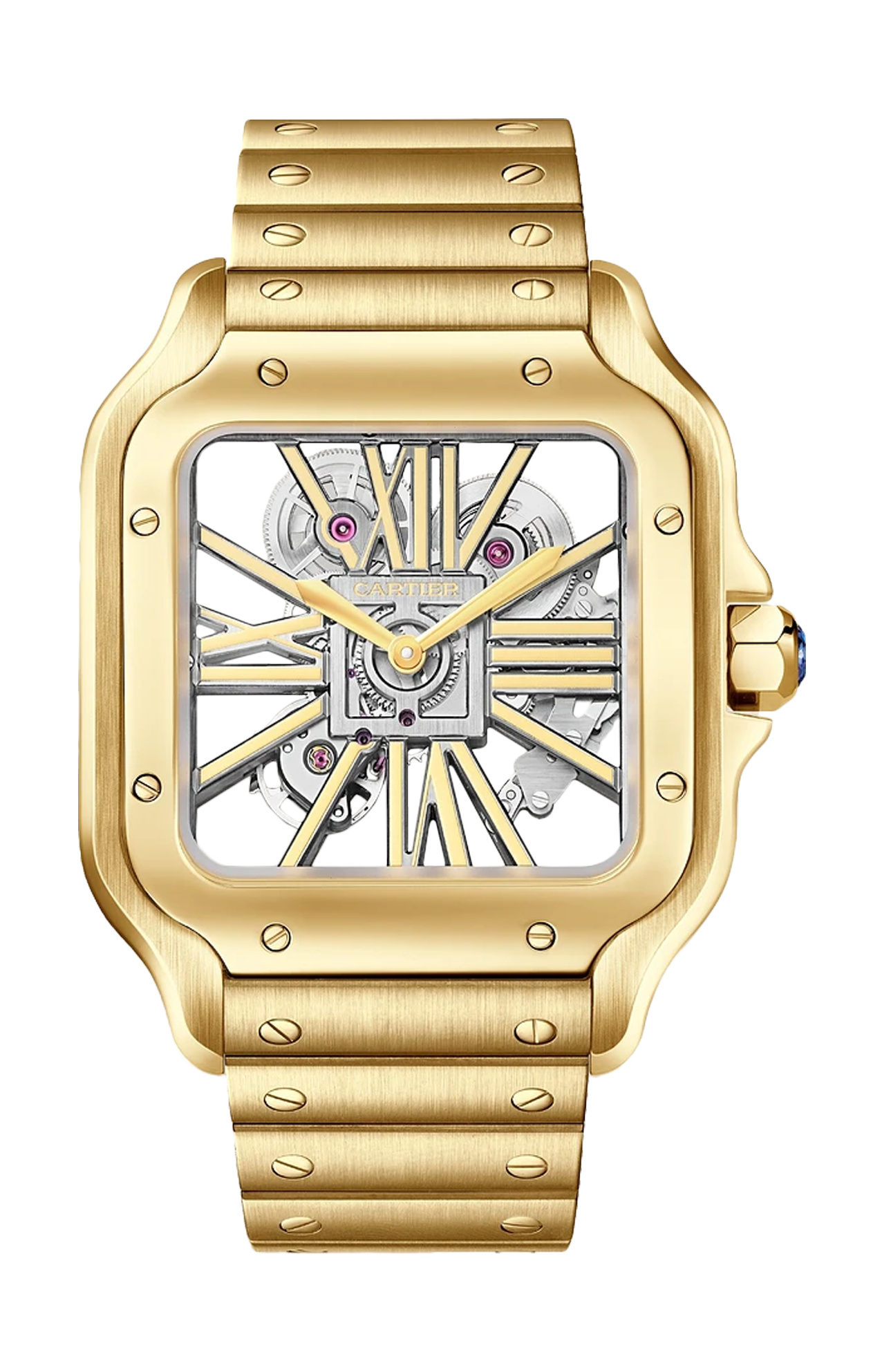 SANTOS DE CARTIER SQUELETTE MODELLO GRANDE, ORO GIALLO - WHSA0042