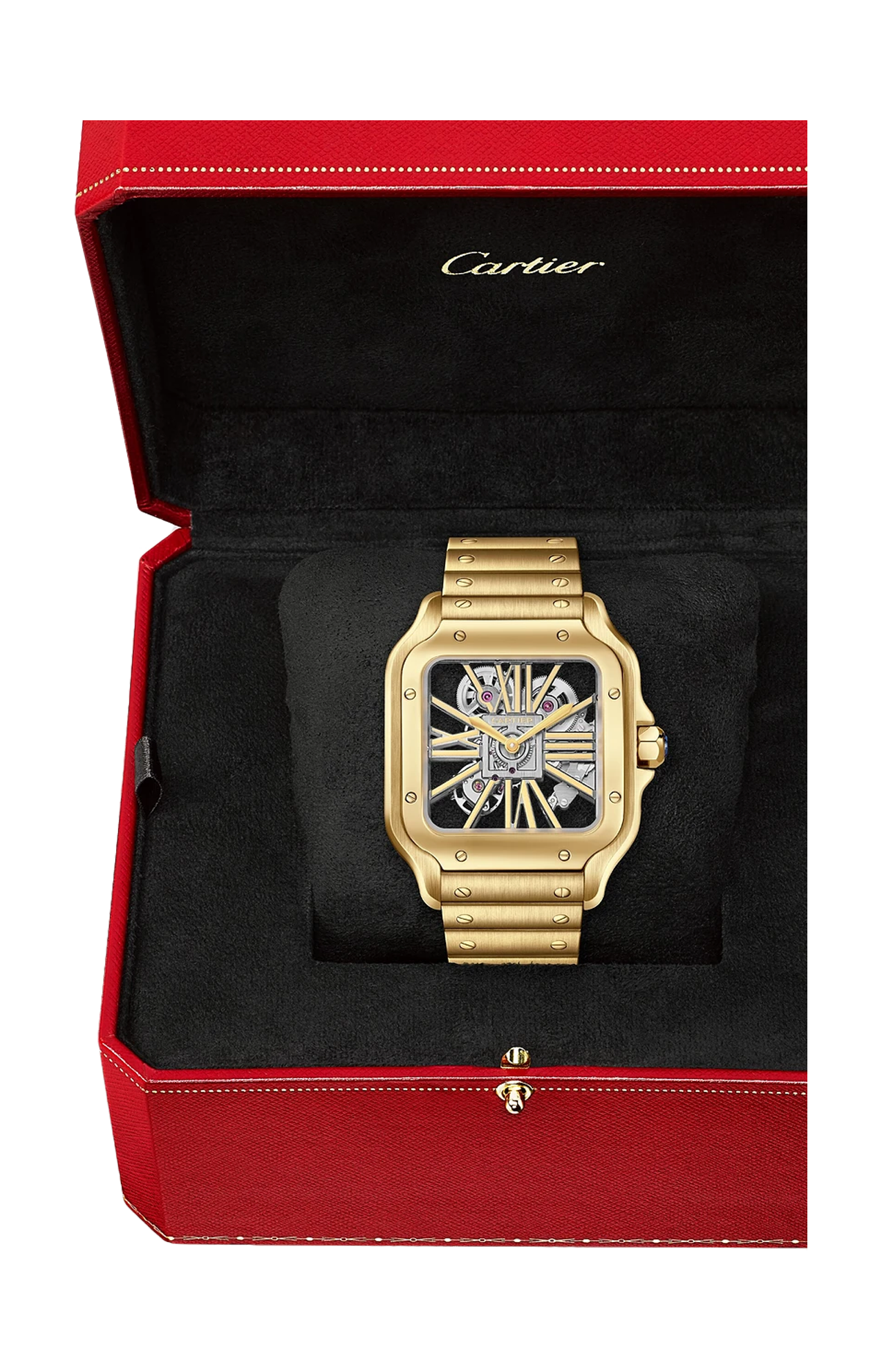 SANTOS DE CARTIER SQUELETTE MODELLO GRANDE, ORO GIALLO - WHSA0042