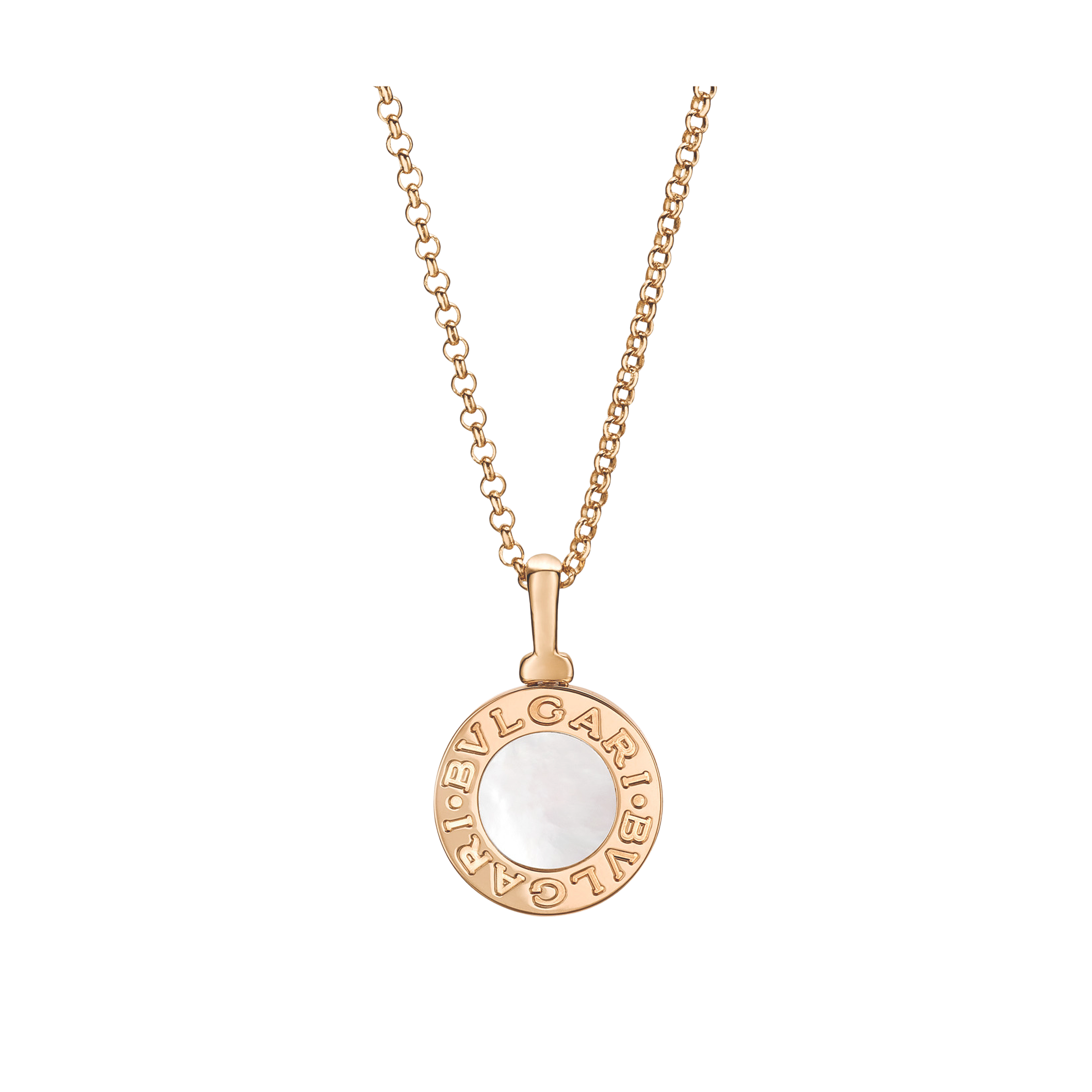 COLLANA BVLGARI BVLGARI IN ORO ROSA 18 KT CON MADREPERLA. LUNGHEZZA 41-43 CM