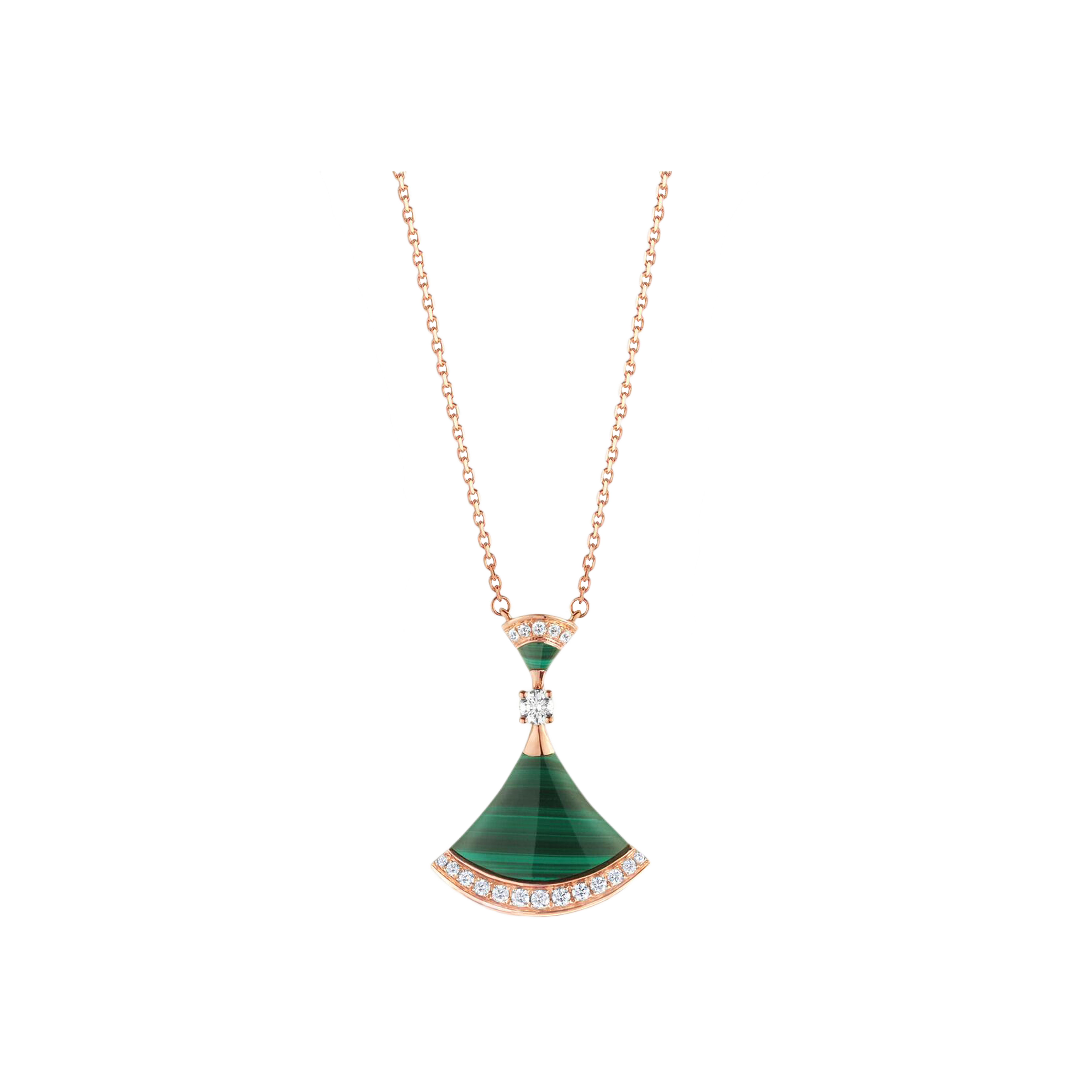 COLLANA DIVAS' DREAM IN ORO ROSA 18 KT CON MALACHITE E PAVE' DI DIAMANTI - CL857473