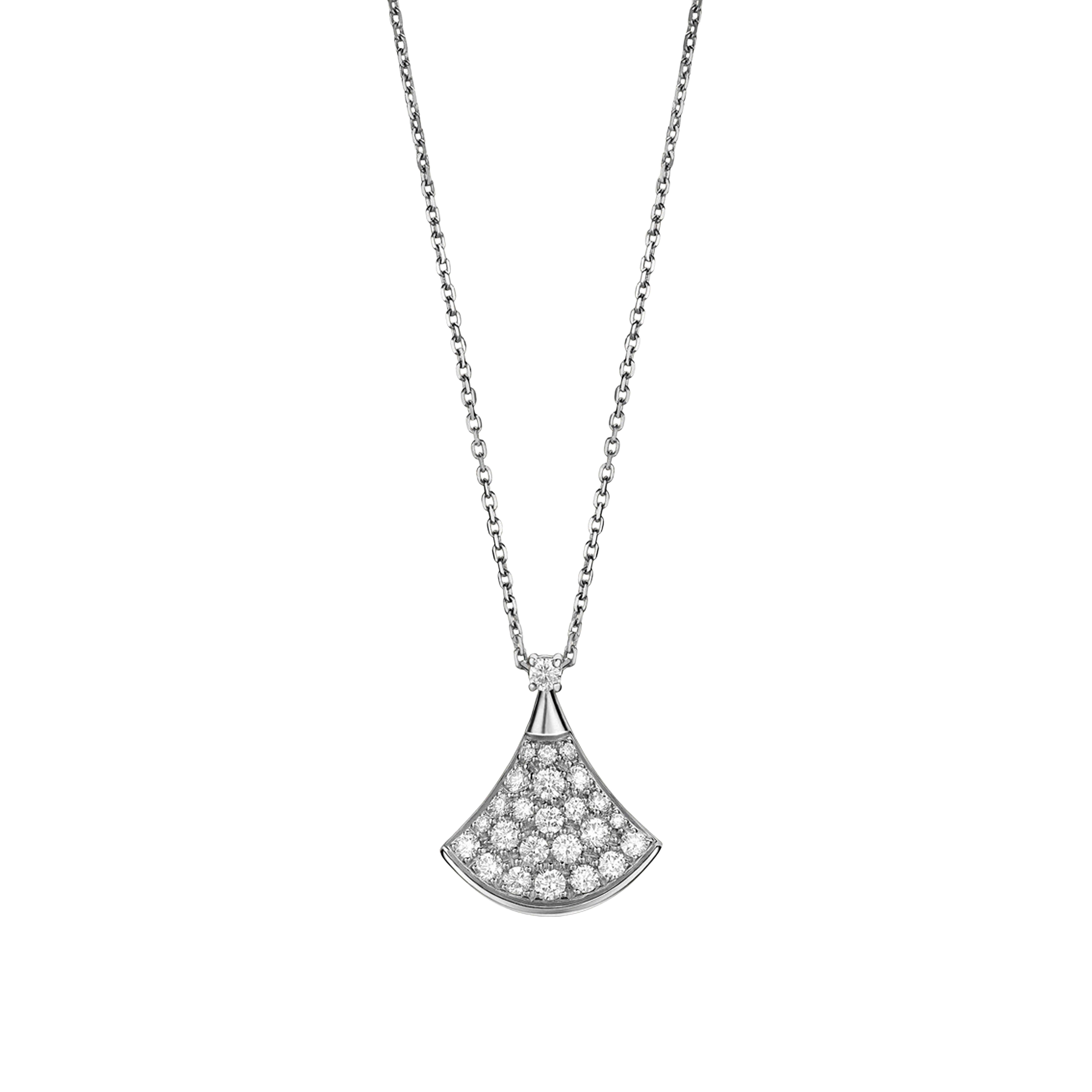 COLLANA DIVAS' DREAM IN ORO BIANCO 18 KT CON PAVE' DI DIAMANTI - LUNGHEZZA 41 - 43 CM - CL857495