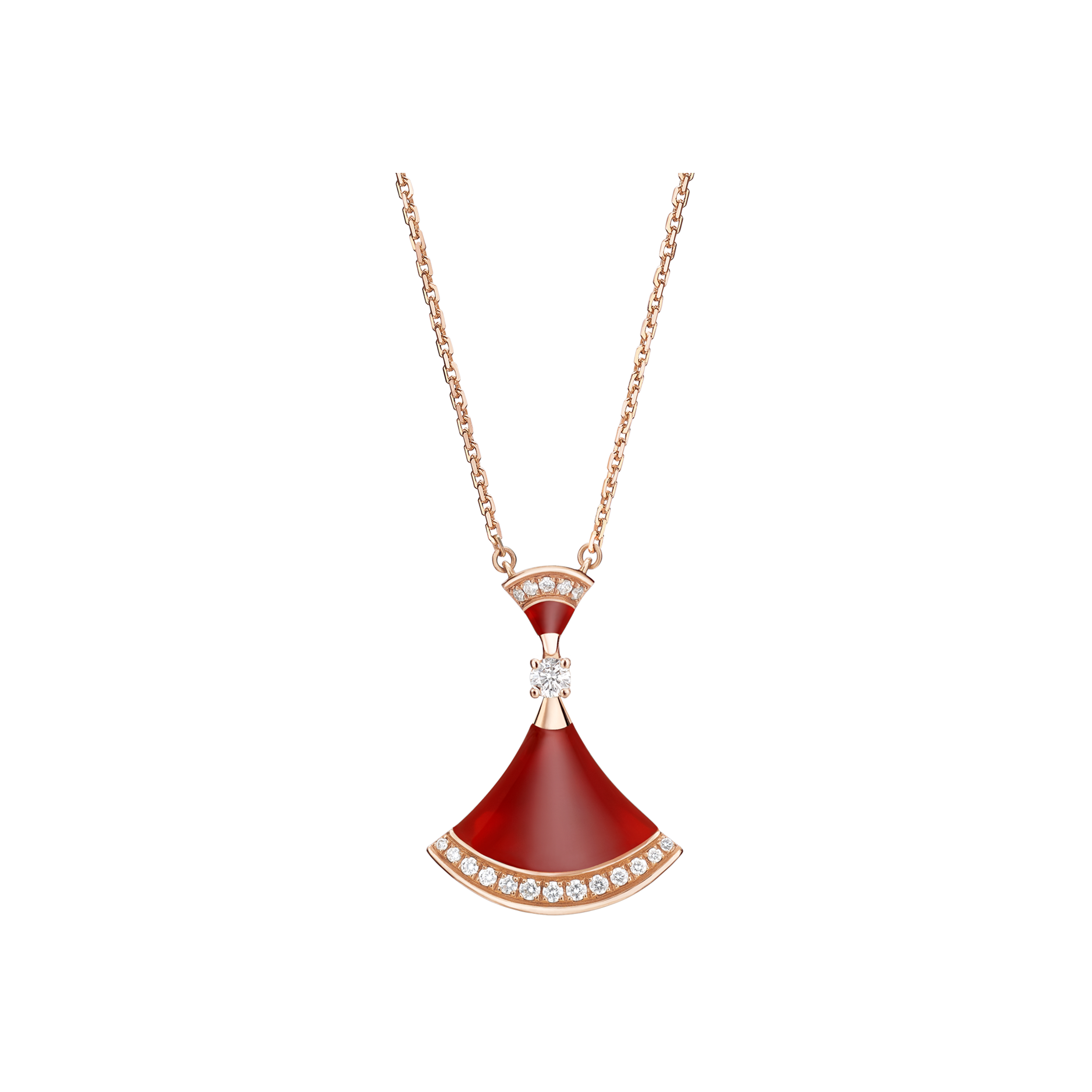 COLLANA DIVAS DREAM IN ORO ROSA CON PENDENTE CORNIOLA E DIAMANTI - CL858642