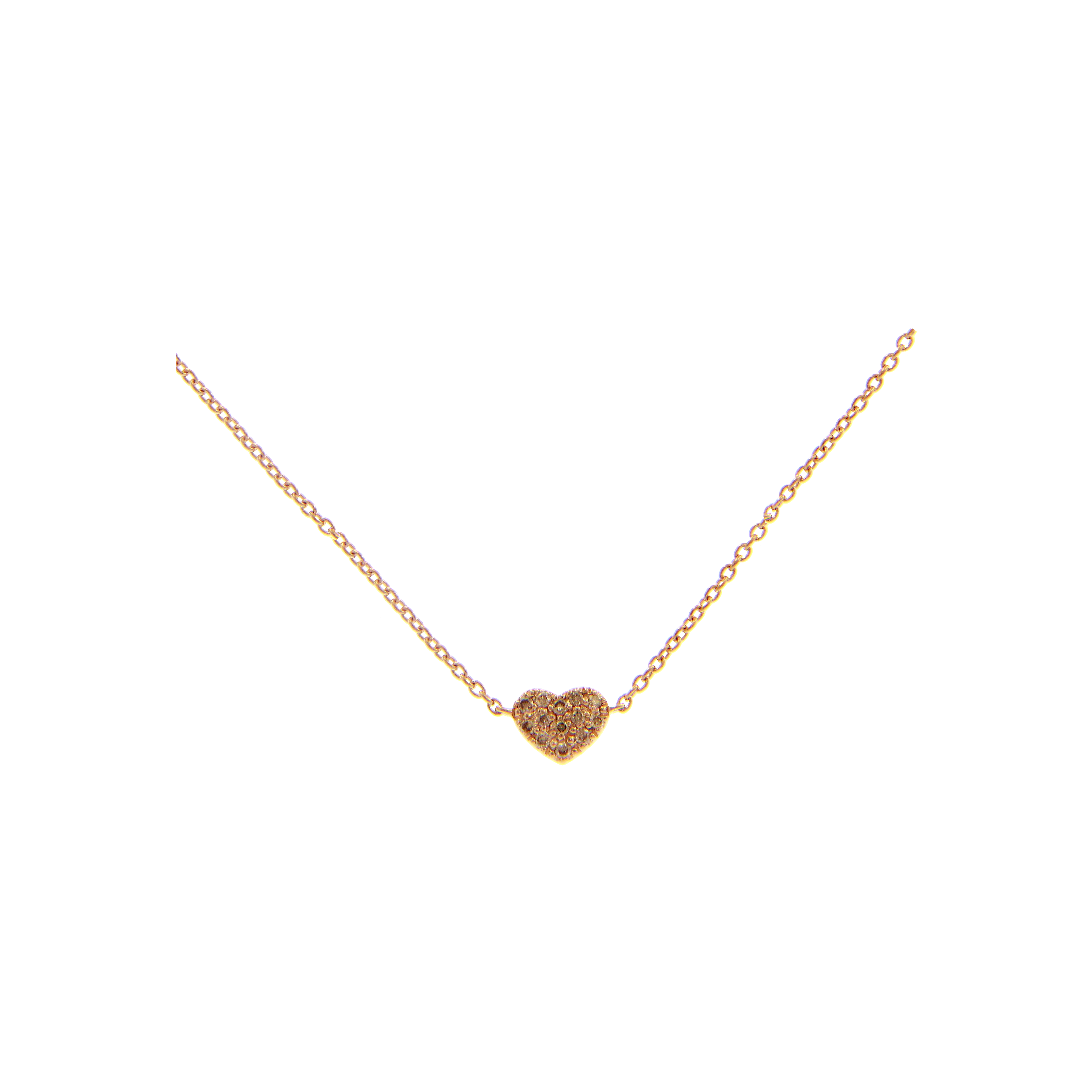 COLLANA GIROCOLLO IN ORO ROSA CON CUORE IN PAVÉ DI DIAMANTI BROWN - 223674