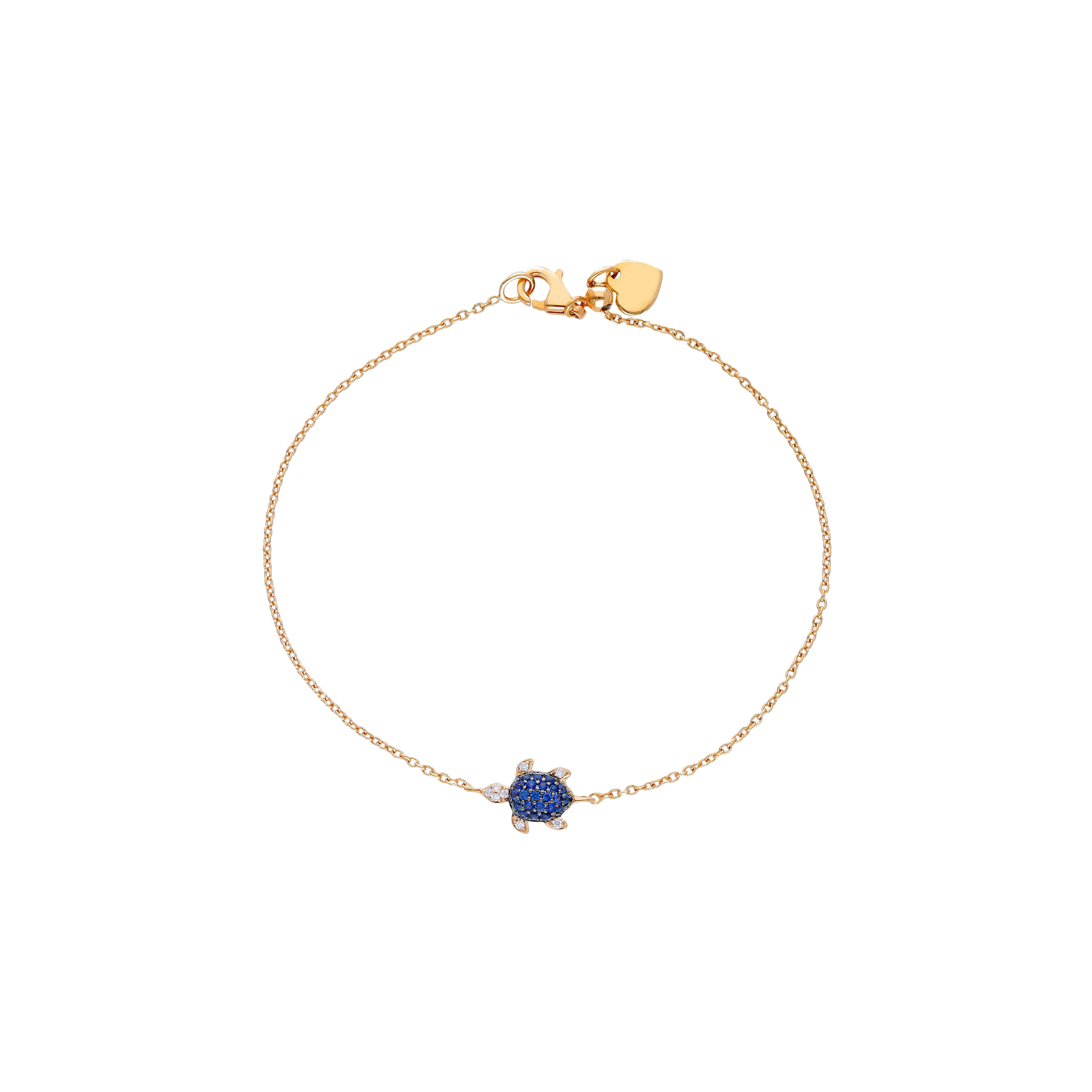 BRACCIALE IN ORO ROSA CON TARTARUGA IN PAVÉ DI ZAFFIRI BLU E DIAMANTI BIANCHI - 249306