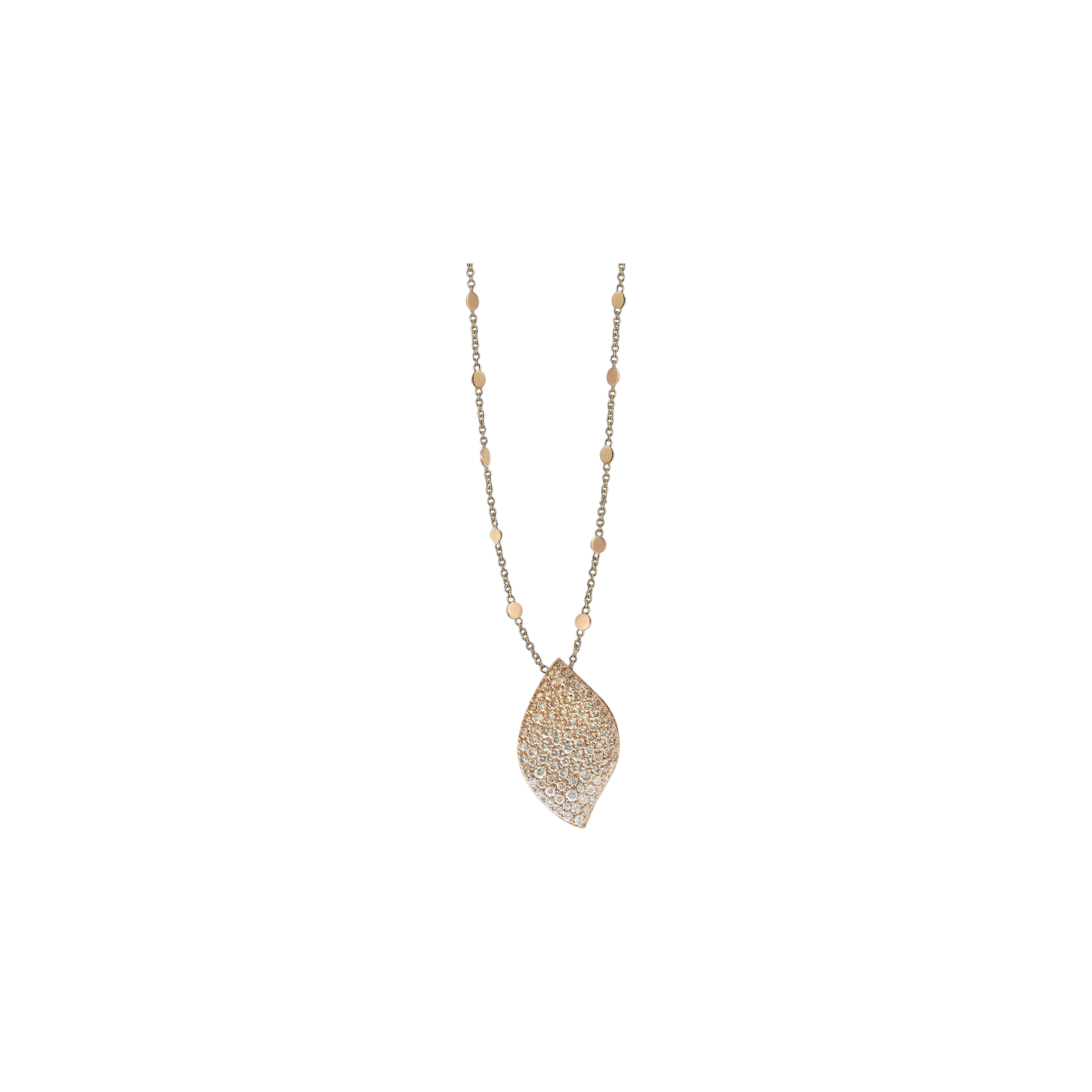 COLLANA ALELUIÁ IN ORO ROSA E PAVÉ DI DIAMANTI BIANCHI E CHAMPAGNE - 16441R