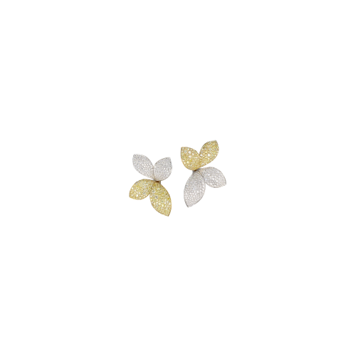 ORECCHINI GIARDINI SEGRETI AURA MEDIUM FLOWER IN ORO BIANCO E GIALLO CON DIAMANTI BIANCHI E FANCY YELLOW - 16583BG