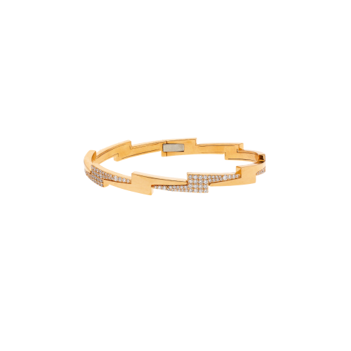 BRACCIALE RIGIDO FULMINE IN ORO ROSA E DEMI-PAVÉ DI DIAMANTI - VB29825DP