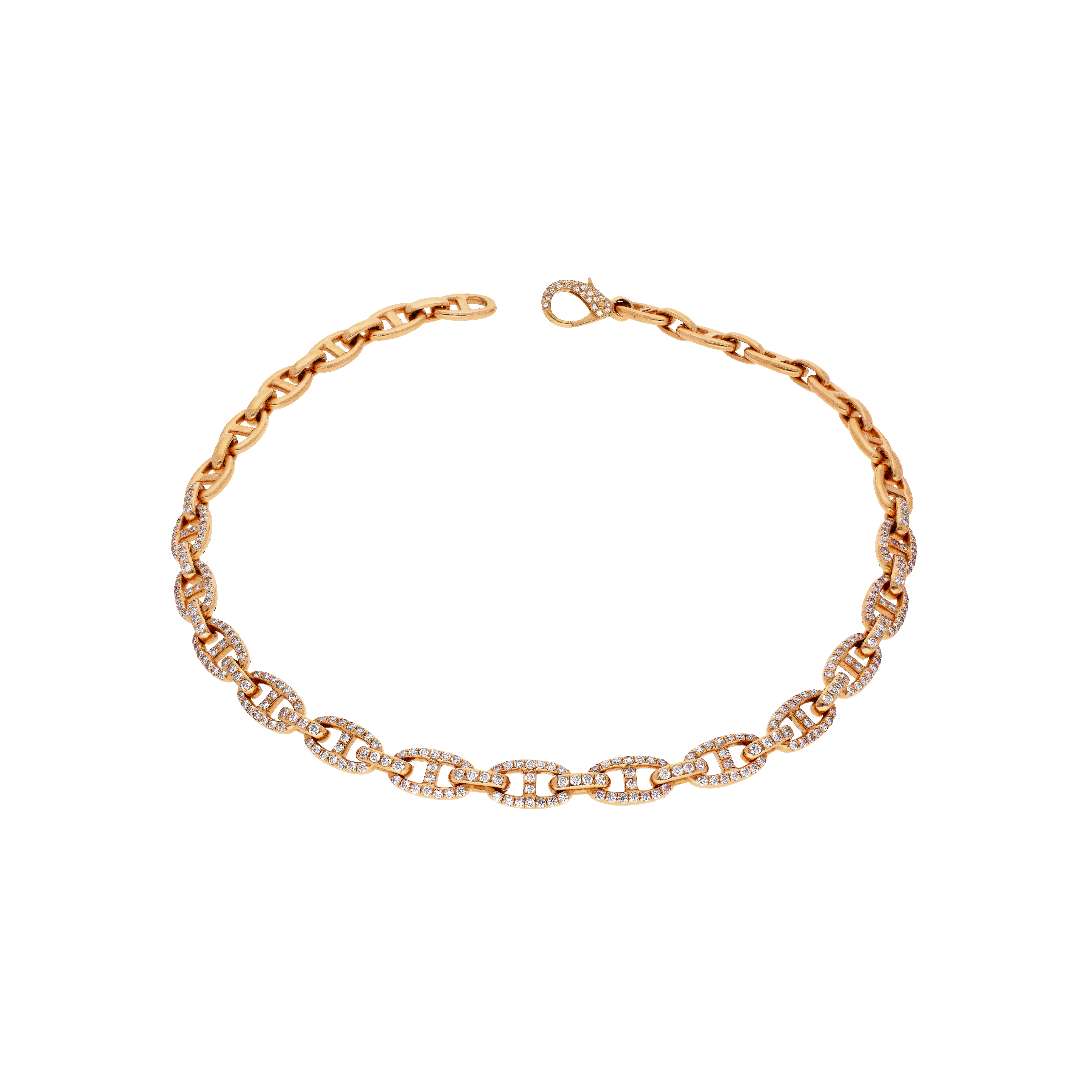 COLLANA MAGLIA MARINA DOUBLE FACE IN ORO ROSA CON PAVÉ DI DIAMANTI BIANCHI  E DIAMANTI NERI - 1GA0030544/45/2