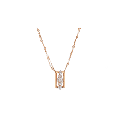 COLLANA A DOPPIO FILO CON DIAMANTI E PENDENTE FANTASIA IN PAVÉ DI DIAMANTI - 1GA0030896/3