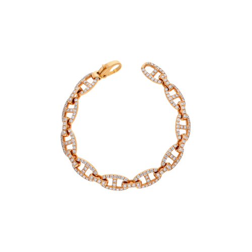 BRACCIALE MAGLIA MARINA IN ORO ROSA E PAVÉ DI DIAMANTI - 1PU0032254/1