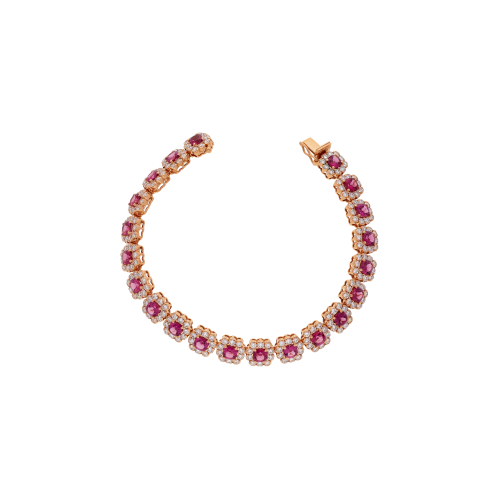 BRACCIALE ROSETTE IN ORO ROSA CON DIAMANTI E RODOLITE - 1PU0032279/1