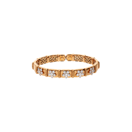 BRACCIALE RIGIDO IN ORO ROSA CON FIORI DI DIAMANTI - 1PU0032231/5