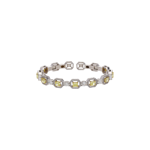 BRACCIALE RIGIDO IN ORO BIANCO CON DIAMANTI BIANCHI E DIAMANTI FANCY YELLOW - 1PU1790034/1