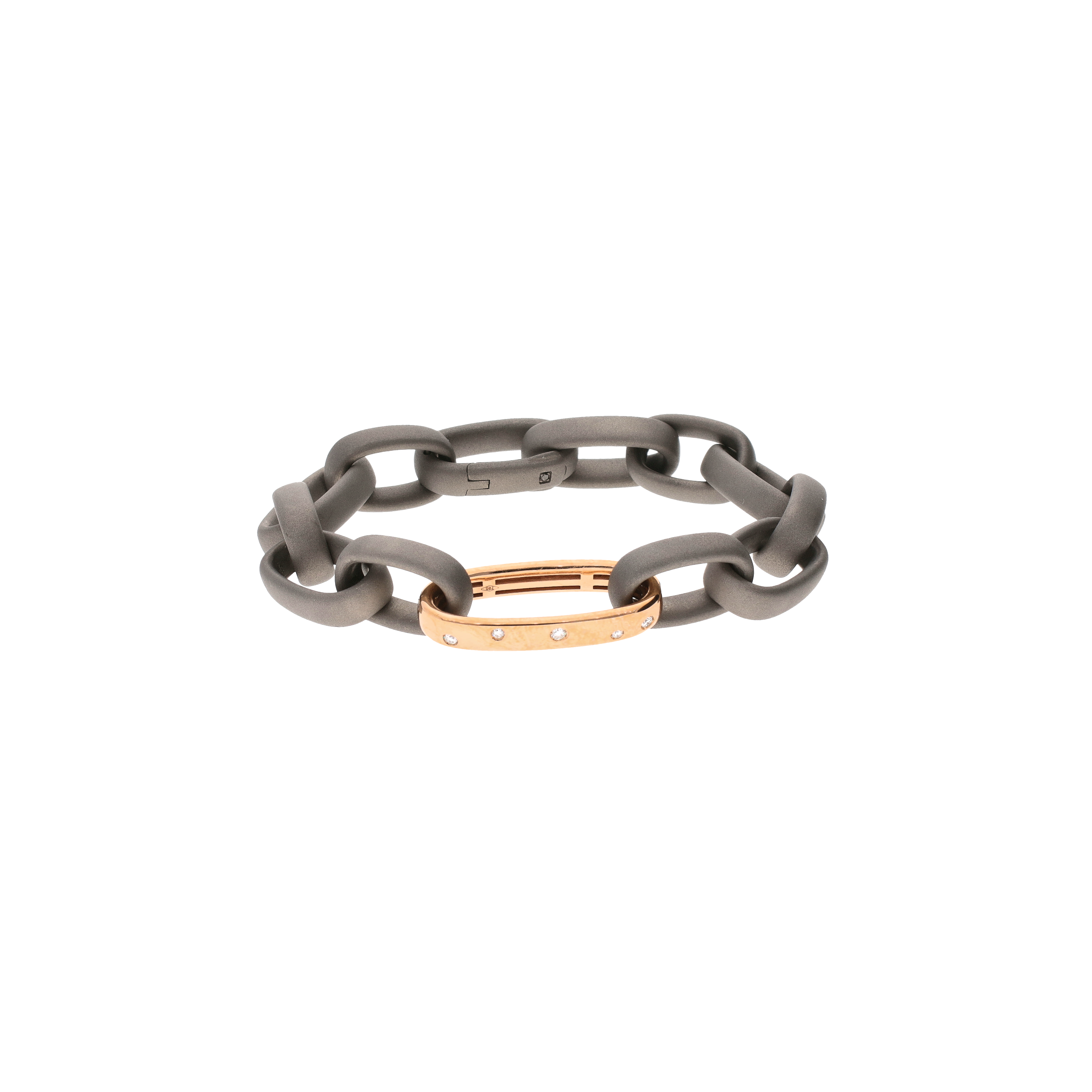 BRACCIALE IN TITANIO CON UNA MAGLIA ORO ROSSO INCASSATA DIAMANTI WHITE - CBR2DWH223