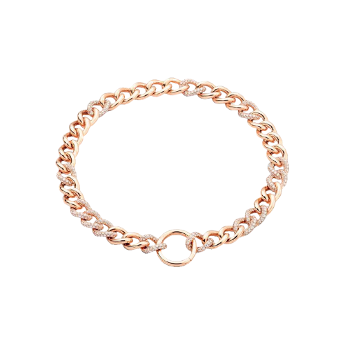 COLLANA CATENE IN ORO ROSA CON DIAMANTI - PCC1011O7000DB000