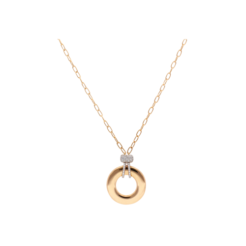 COLLANA CON PENDENTE ICONICA IN ORO ROSA E DIAMANTI - PCC4040O7WHRDB000